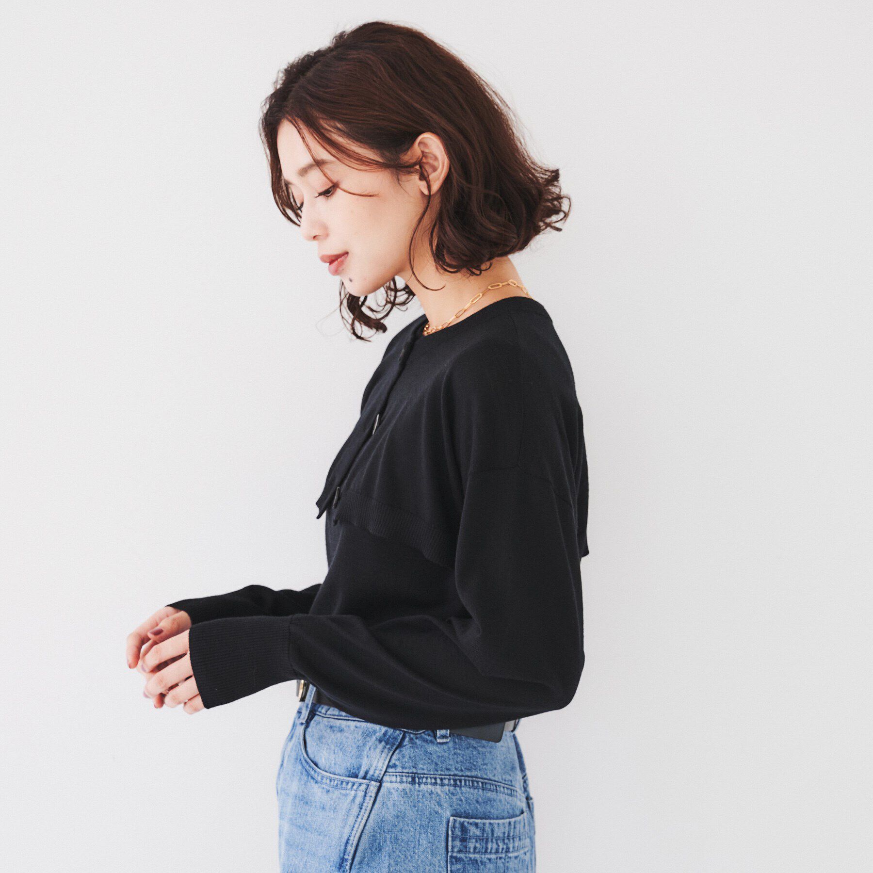 UNTITLED「【アンサンブル/毛100%】ボレロカーディガン&times;ノースリーブニットセット」|カーディガン|