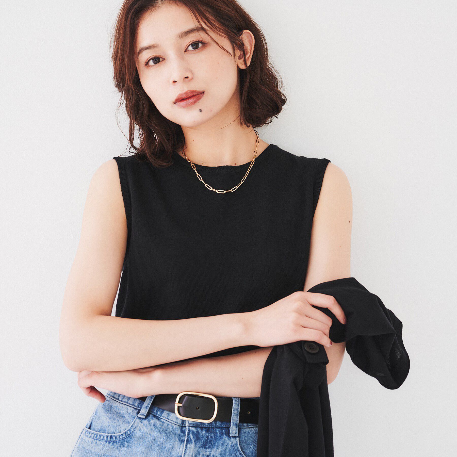 UNTITLED「【アンサンブル/毛100%】ボレロカーディガン&times;ノースリーブニットセット」|カーディガン|