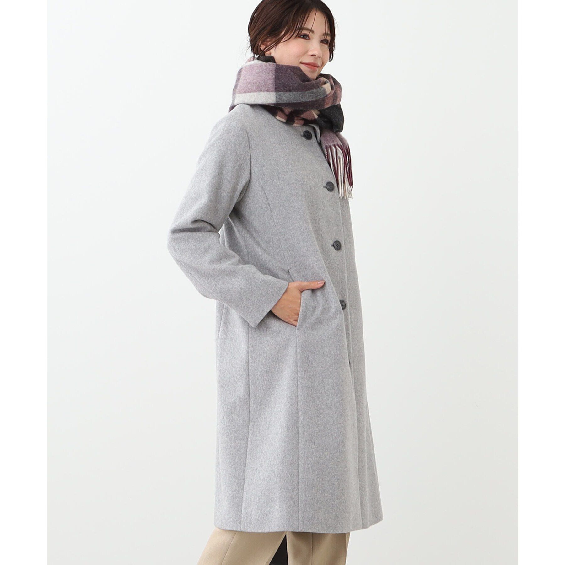 Reflect「【定番人気】ステンカラーロングウール混コート」|ステンカラーコート|