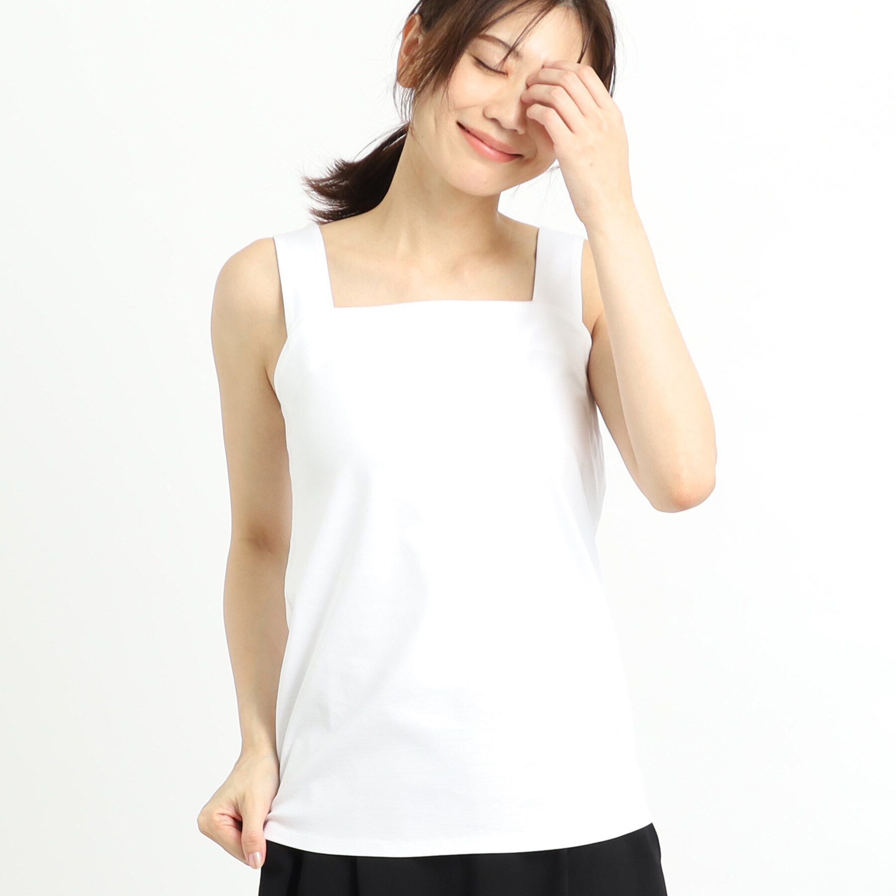 Reflect「【洗える】ベーシックカラータンクトップ」|キャミソール|オフホワイト(003