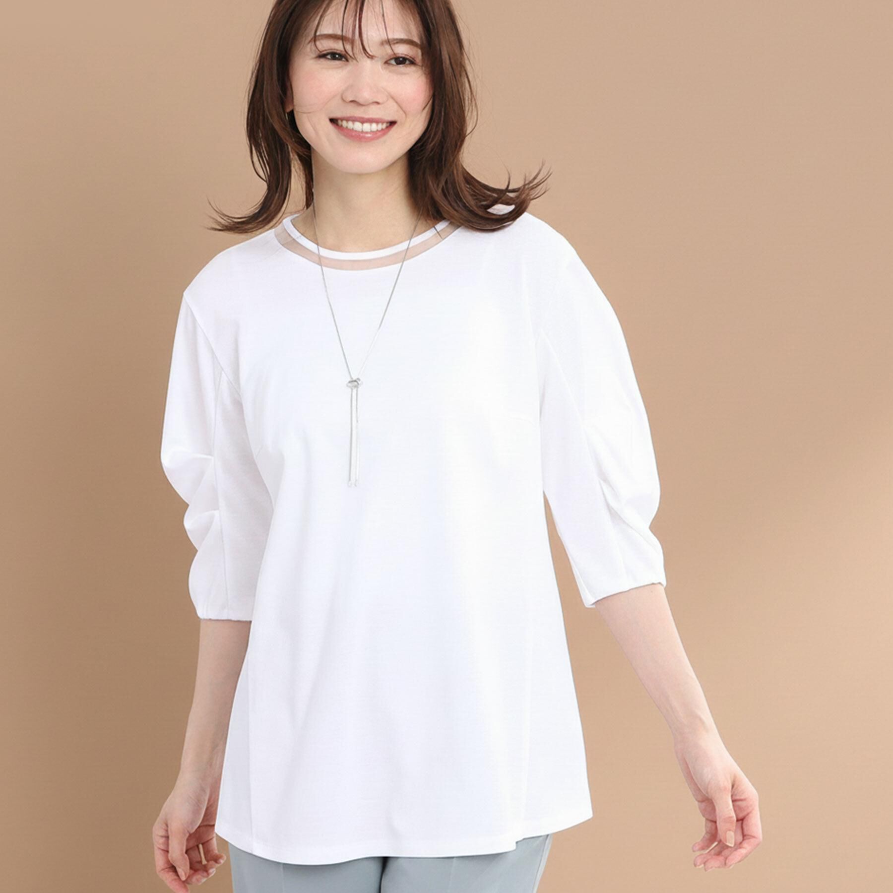 Reflect「【腰周りカバー】すっきり見えAラインカットソー」|Tシャツ・カットソー|オフホワイト(003