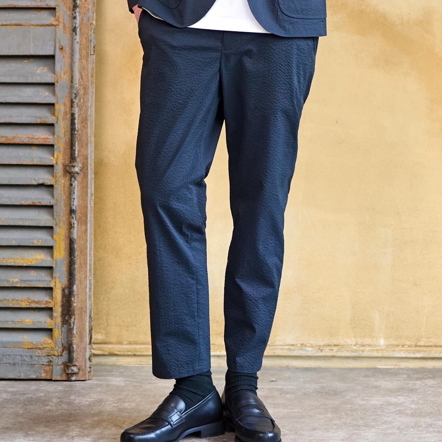 DRESSTERIOR「【洗える/セットアップ可/吸湿速乾/Safari5月号掲載】COOL MAX シアサッカーパンツ」|その他|ネイビー(294)