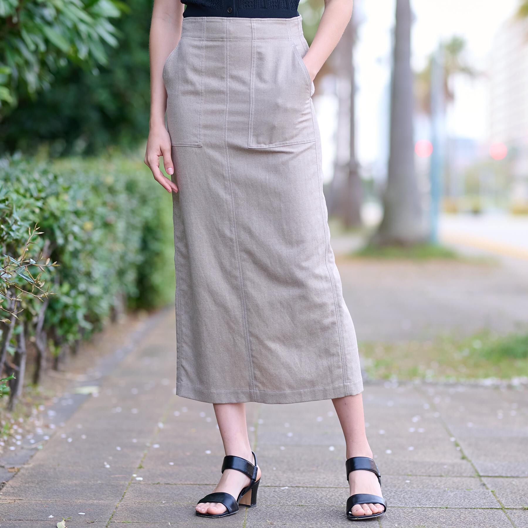 DRESSTERIOR「【洗える/後ろウエストゴム】リネンブレンドタイトスカート」|スカート|