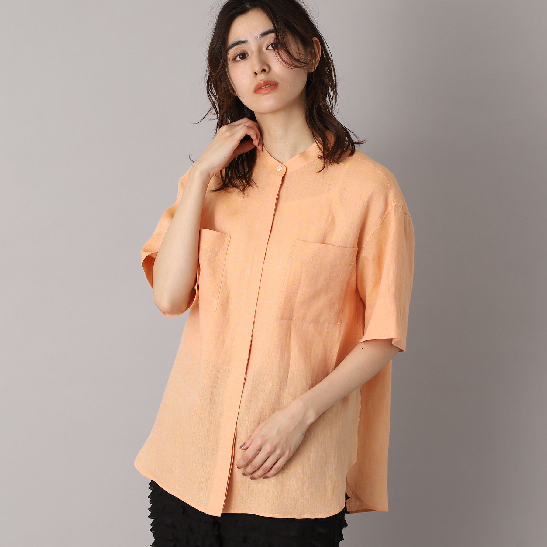 DRESSTERIOR「【リネン100％/洗える】フレンチリネンハーフスリーブシャツ」|シャツ・ブラウス|