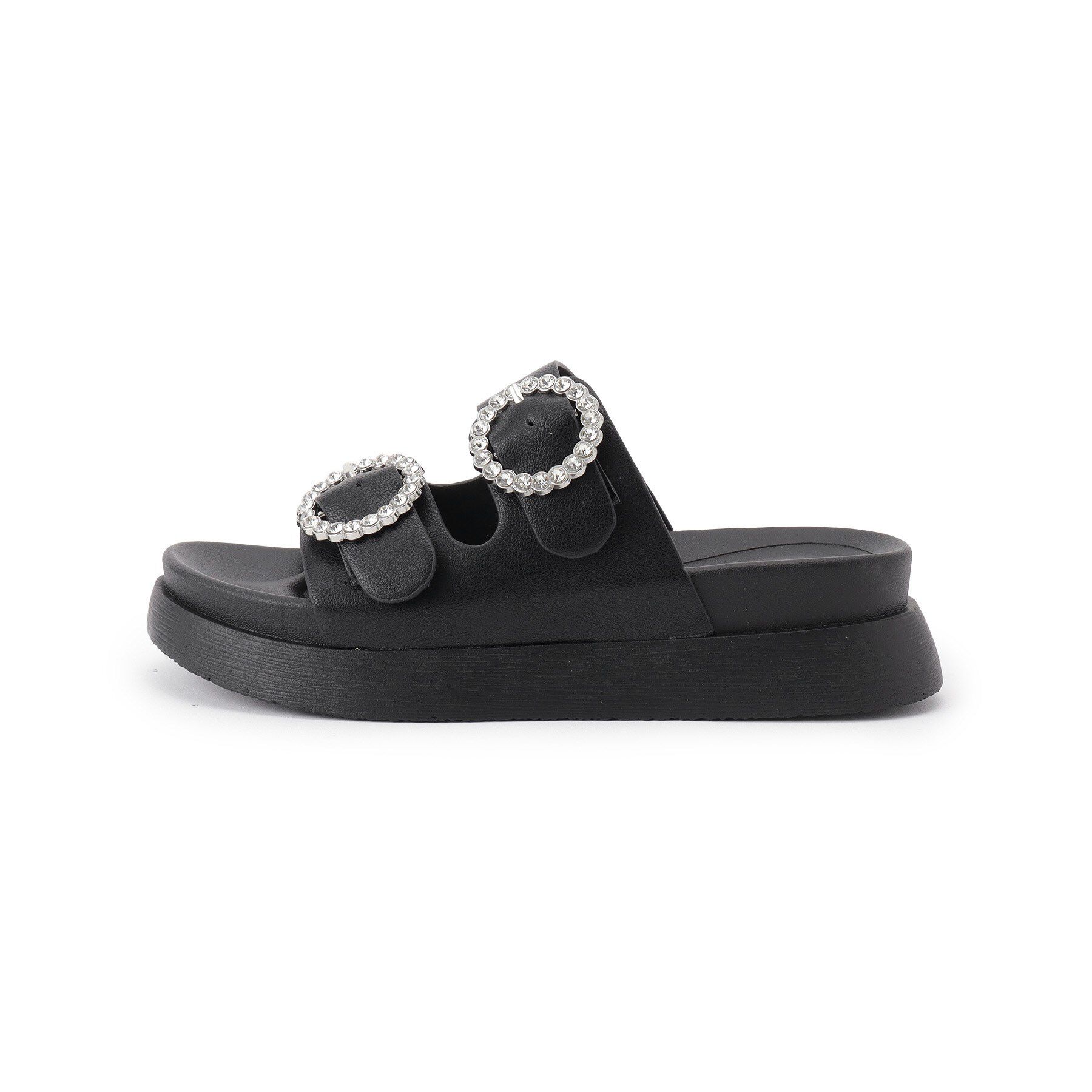 grove「【キラキラビジューがポイント】厚底ダブルビジューバックルサンダル」|サンダル|