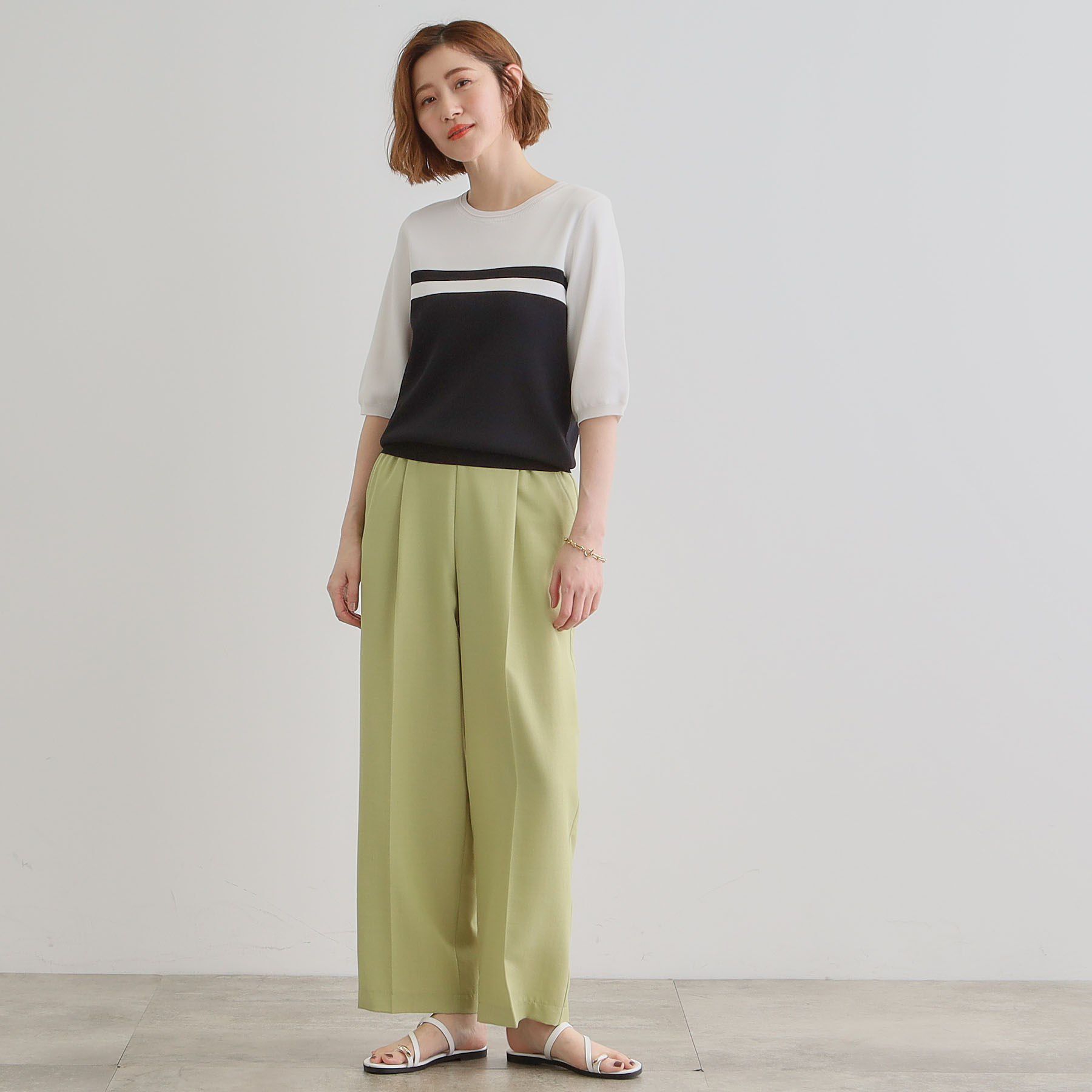 grove「【洗える・シワになりにくい】麻調センタープレスワイドパンツ」|その他|