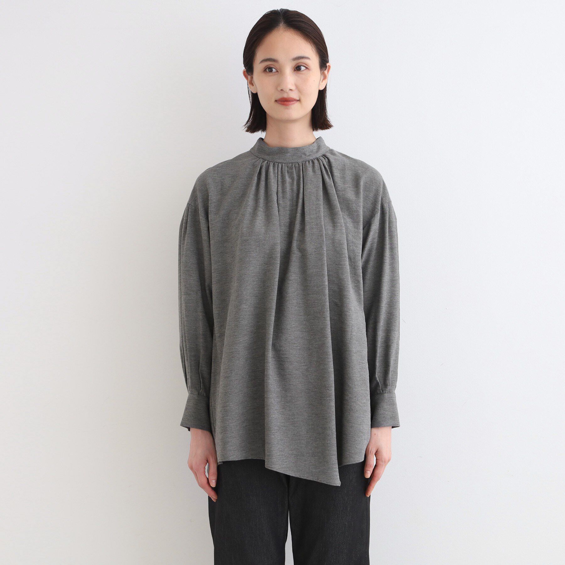 INDIVI「【日本製／洗える】アシメヘムオーバーブラウス」|シャツ・ブラウス|
