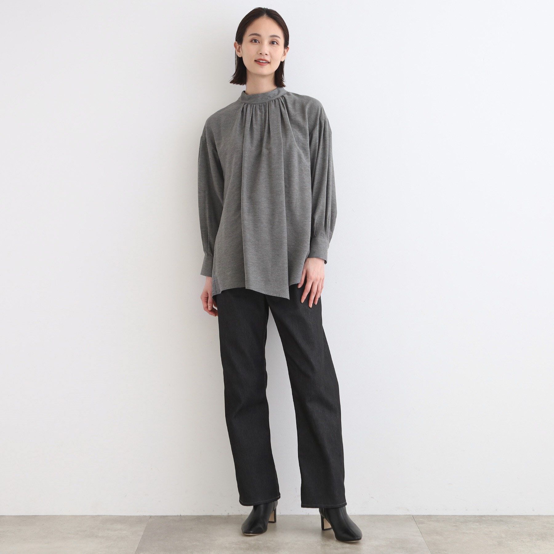 INDIVI「【日本製／洗える】アシメヘムオーバーブラウス」|シャツ・ブラウス|