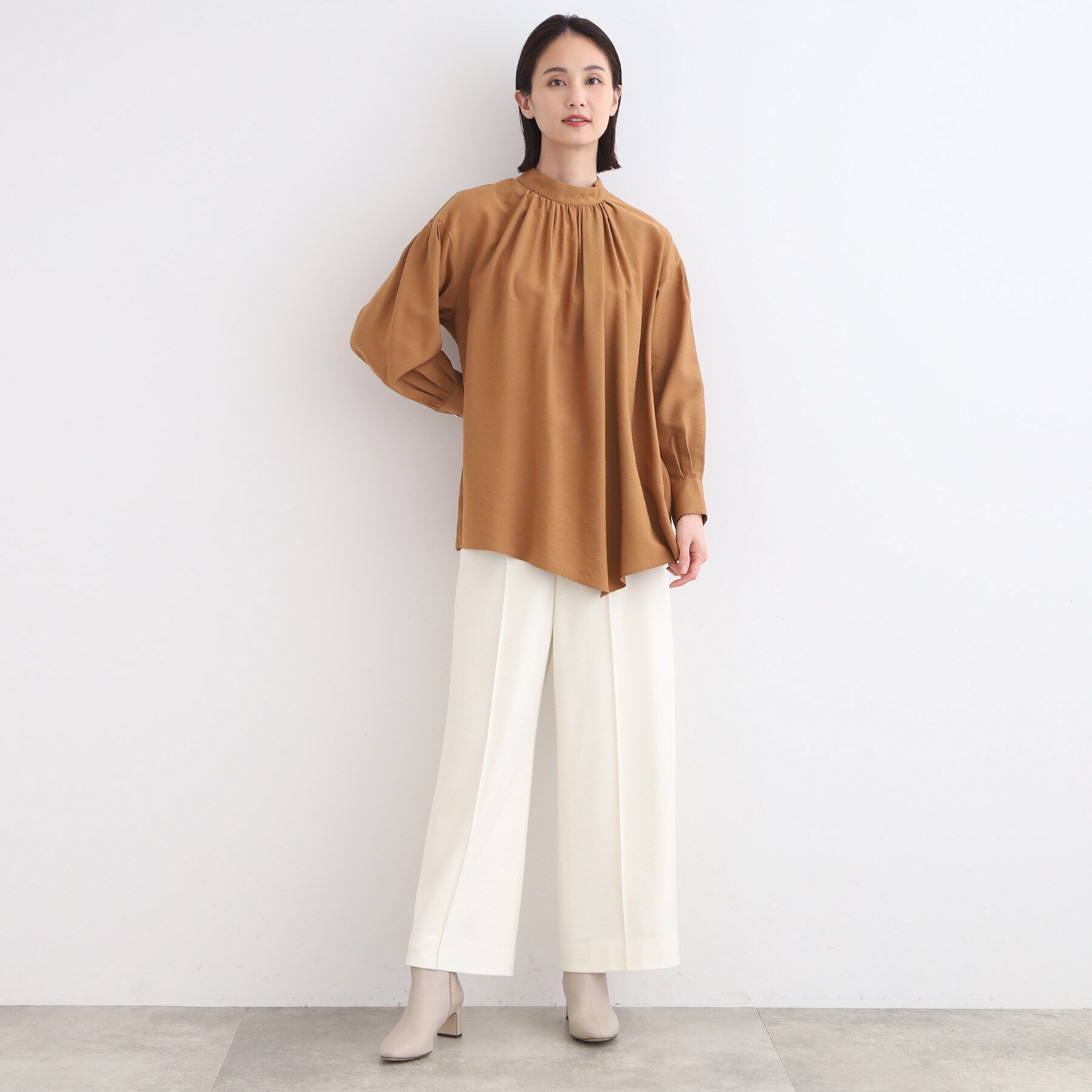 INDIVI「【日本製／洗える】アシメヘムオーバーブラウス」|シャツ・ブラウス|