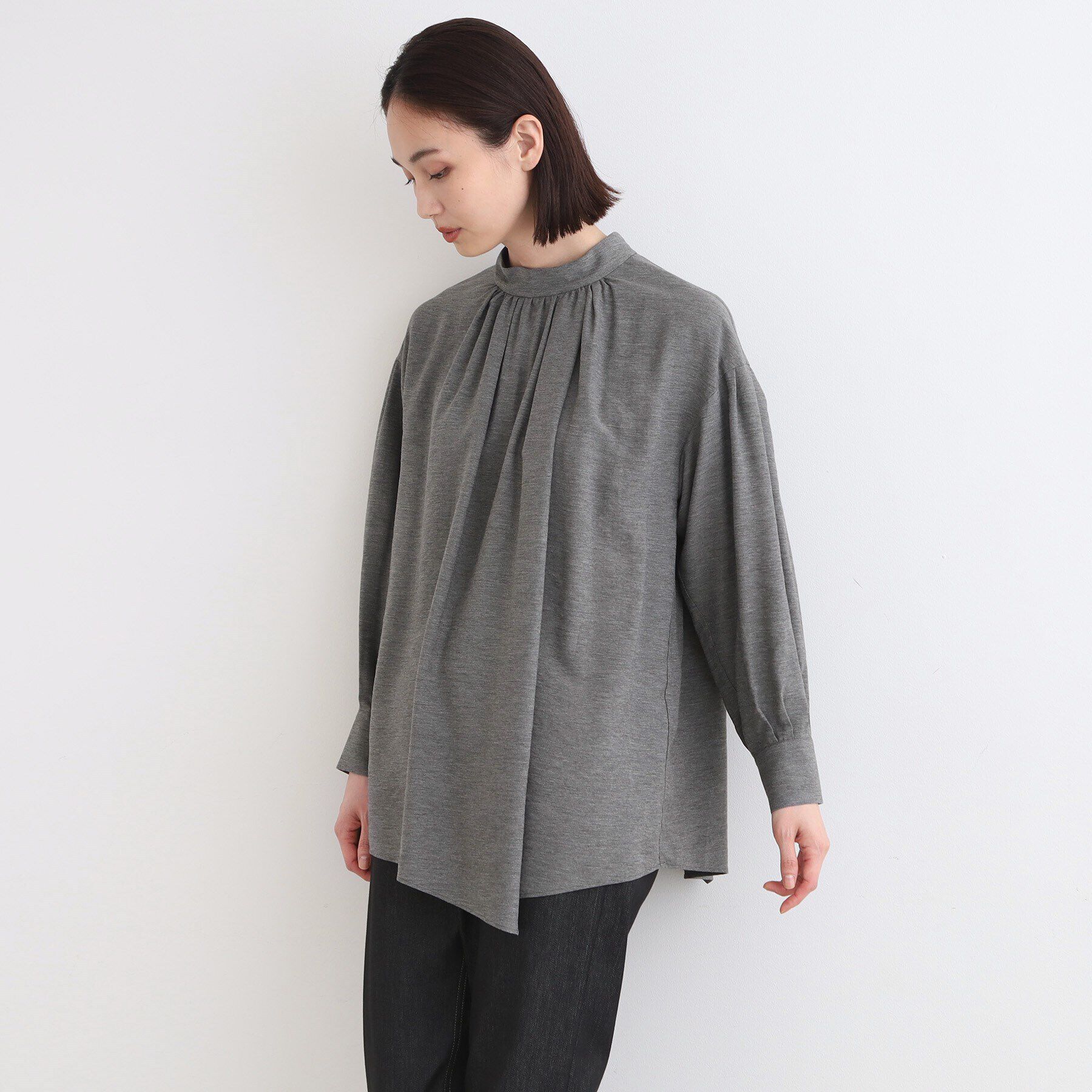 INDIVI「【日本製／洗える】アシメヘムオーバーブラウス」|シャツ・ブラウス|