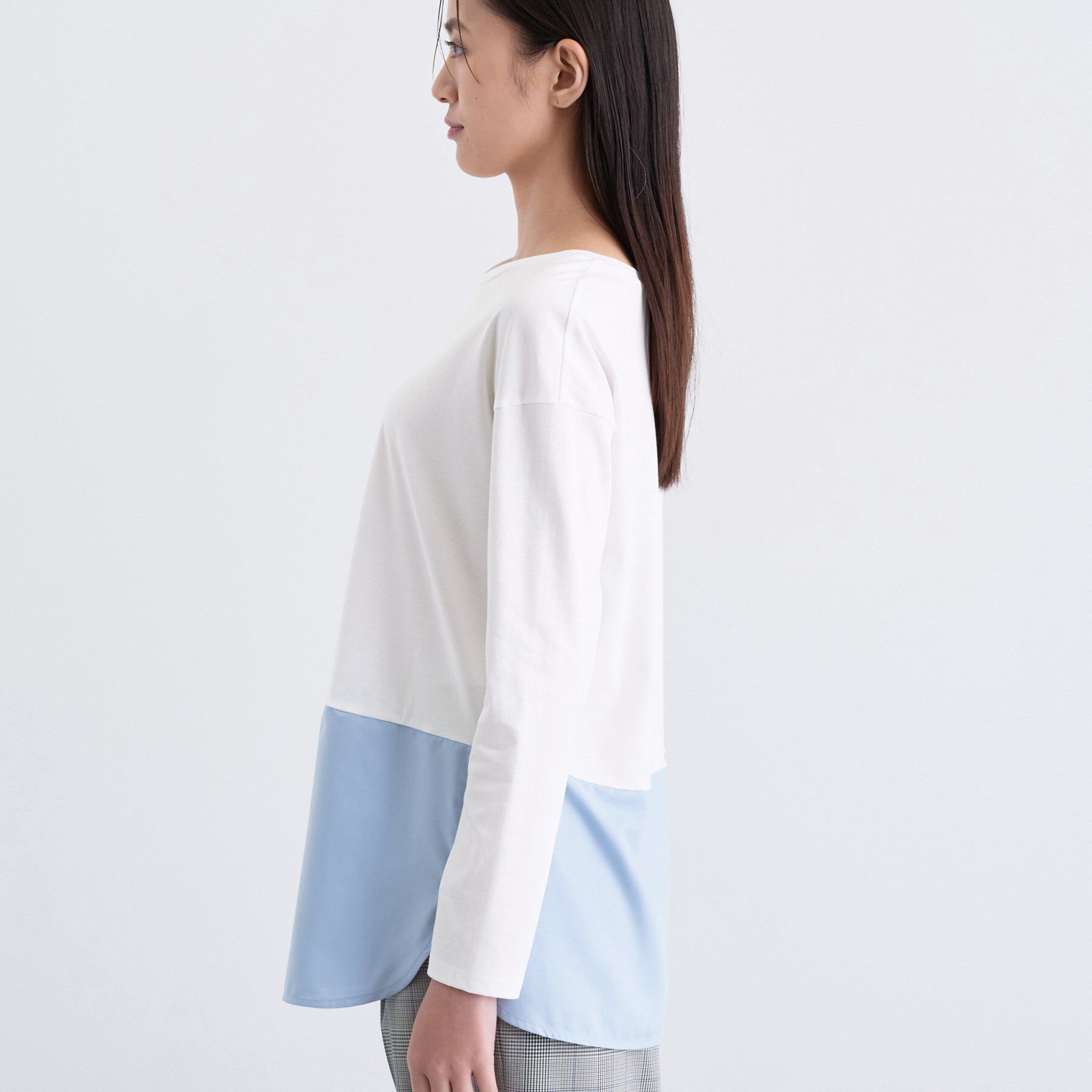 INDIVI「【コットン】シャツ切り替えカットソー」|Tシャツ・カットソー|