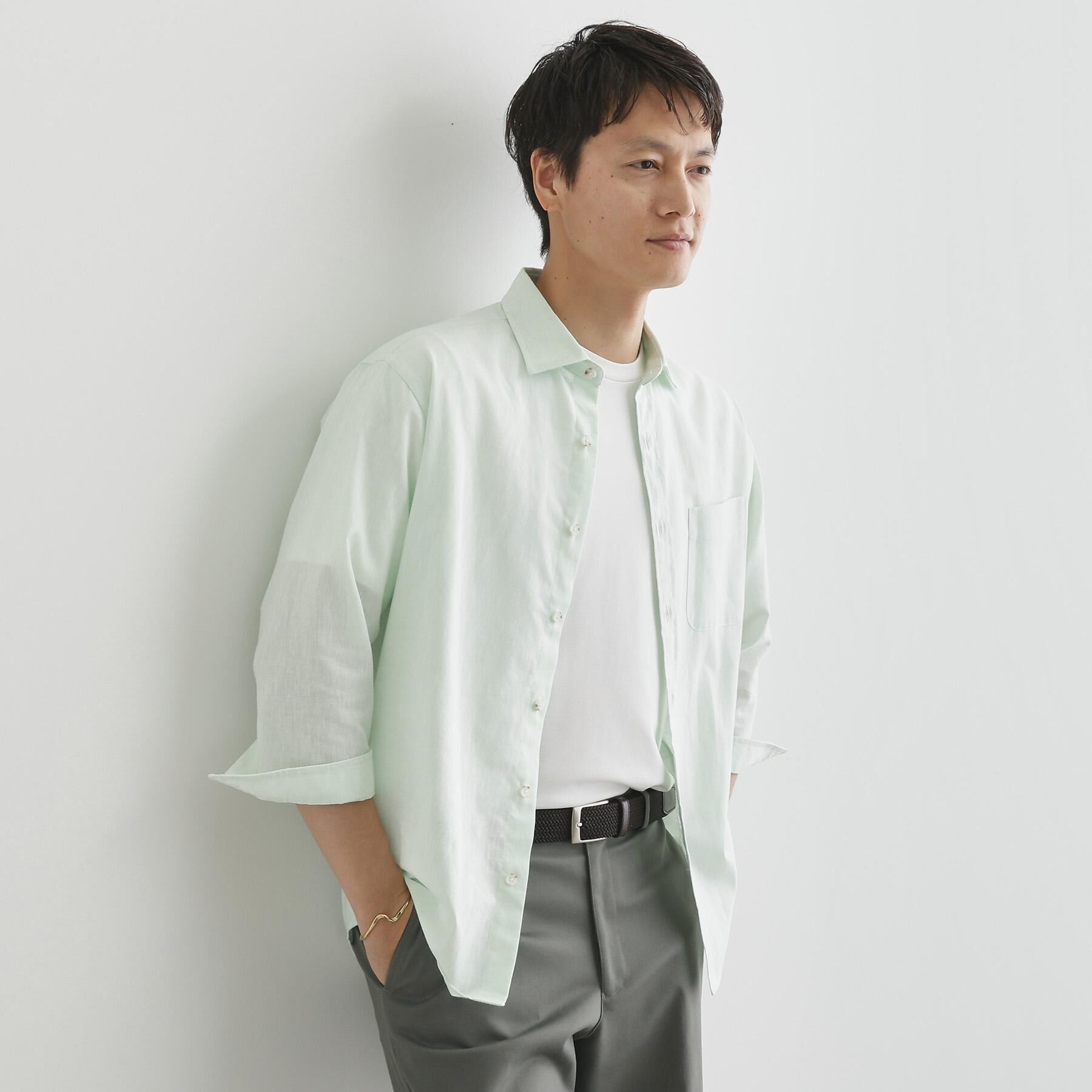 TAKEO KIKUCHI「ハイブリッド リネン 7分袖 シャツ」|シャツ・ブラウス|