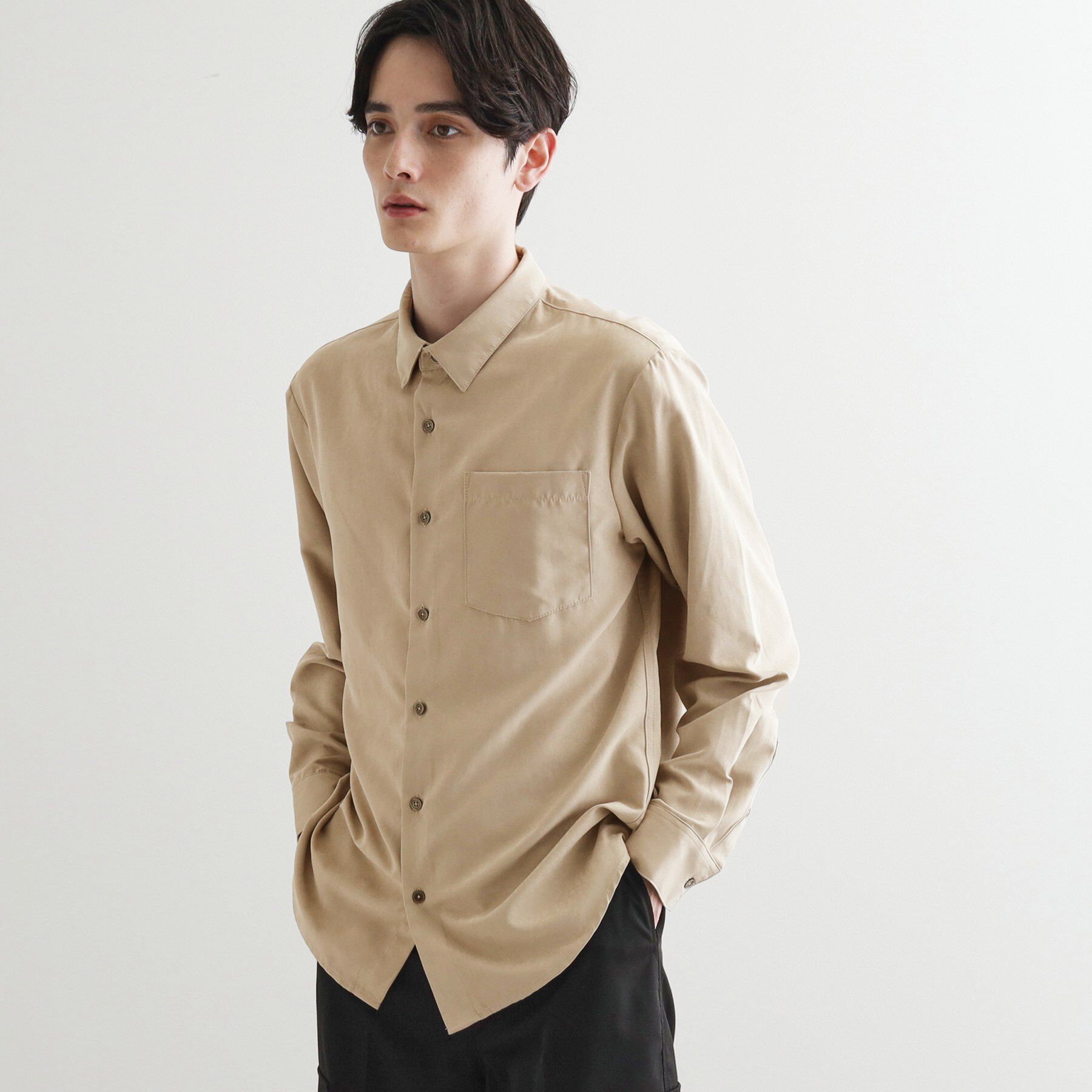 tk.TAKEO KIKUCHI「ナイロンスエードライクシャツ」|シャツ・ブラウス|ベージュ(052)