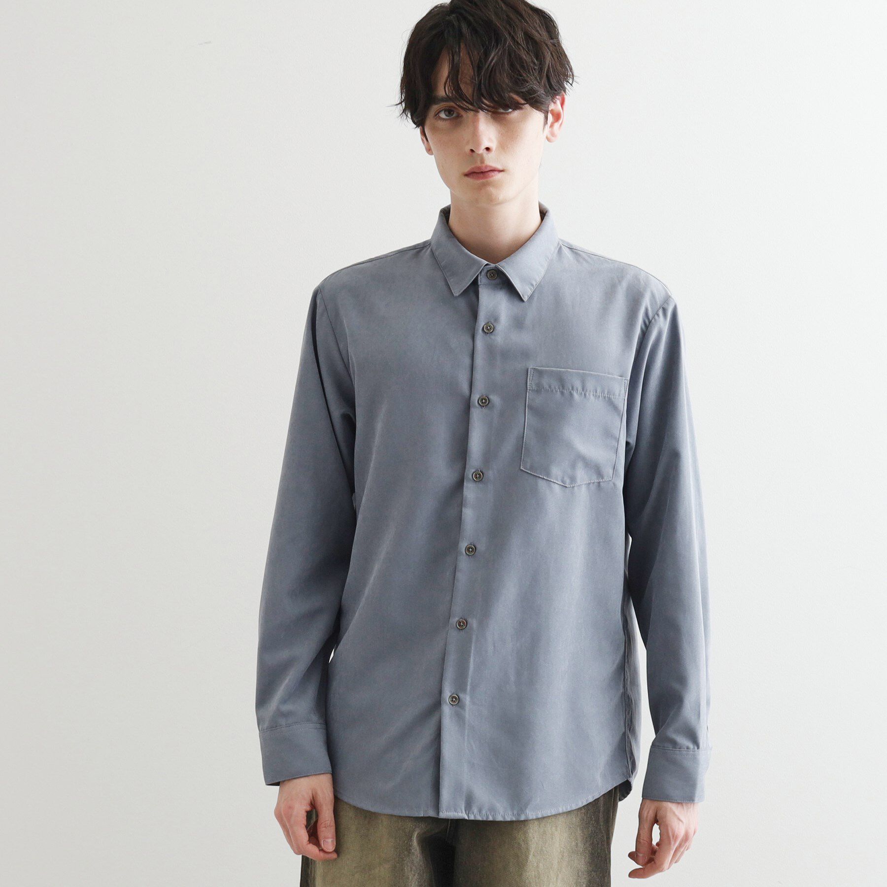 tk.TAKEO KIKUCHI「ナイロンスエードライクシャツ」|シャツ・ブラウス|ブルー(091)