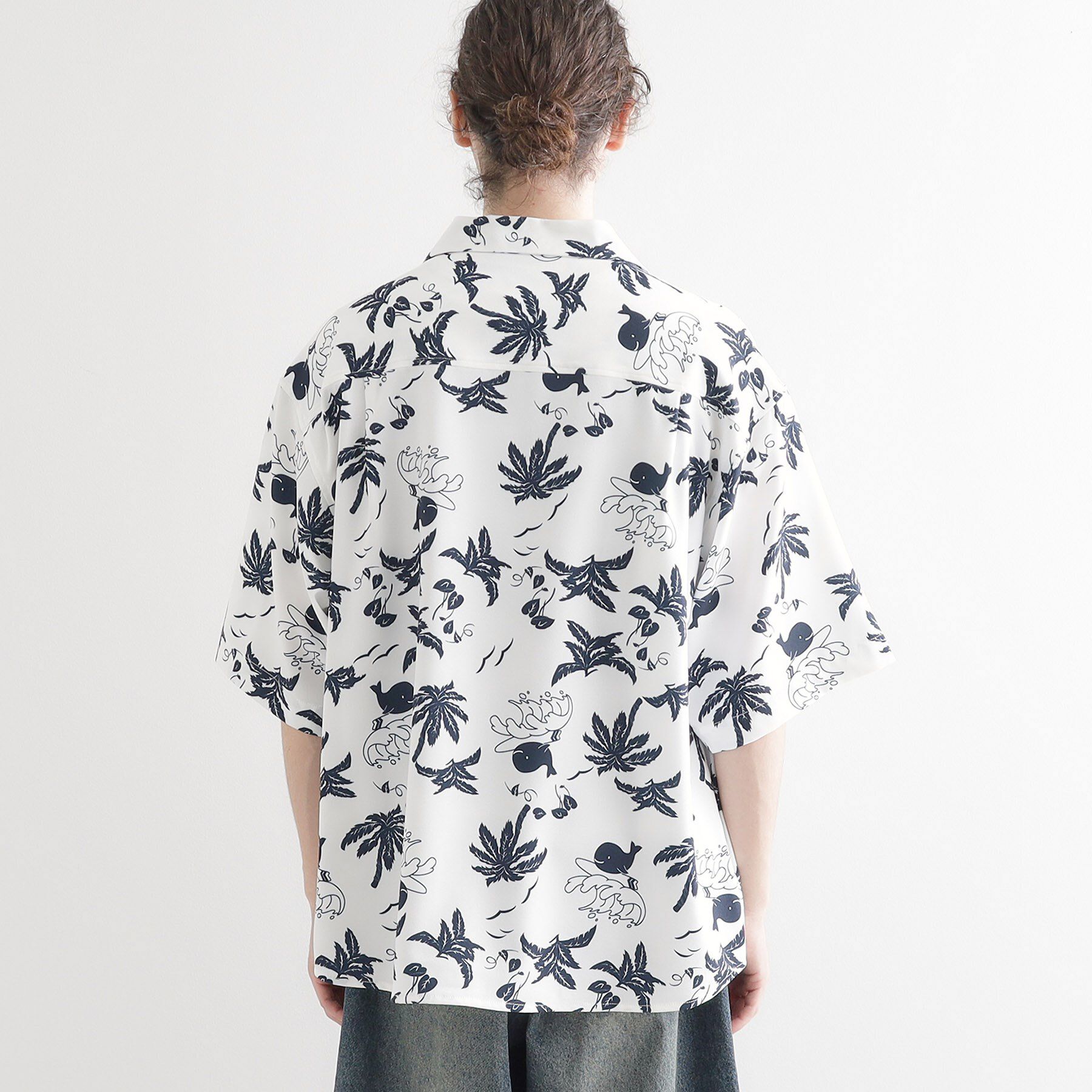 tk.TAKEO KIKUCHI「梨地クジラ柄オープンカラーシャツ」|シャツ・ブラウス|