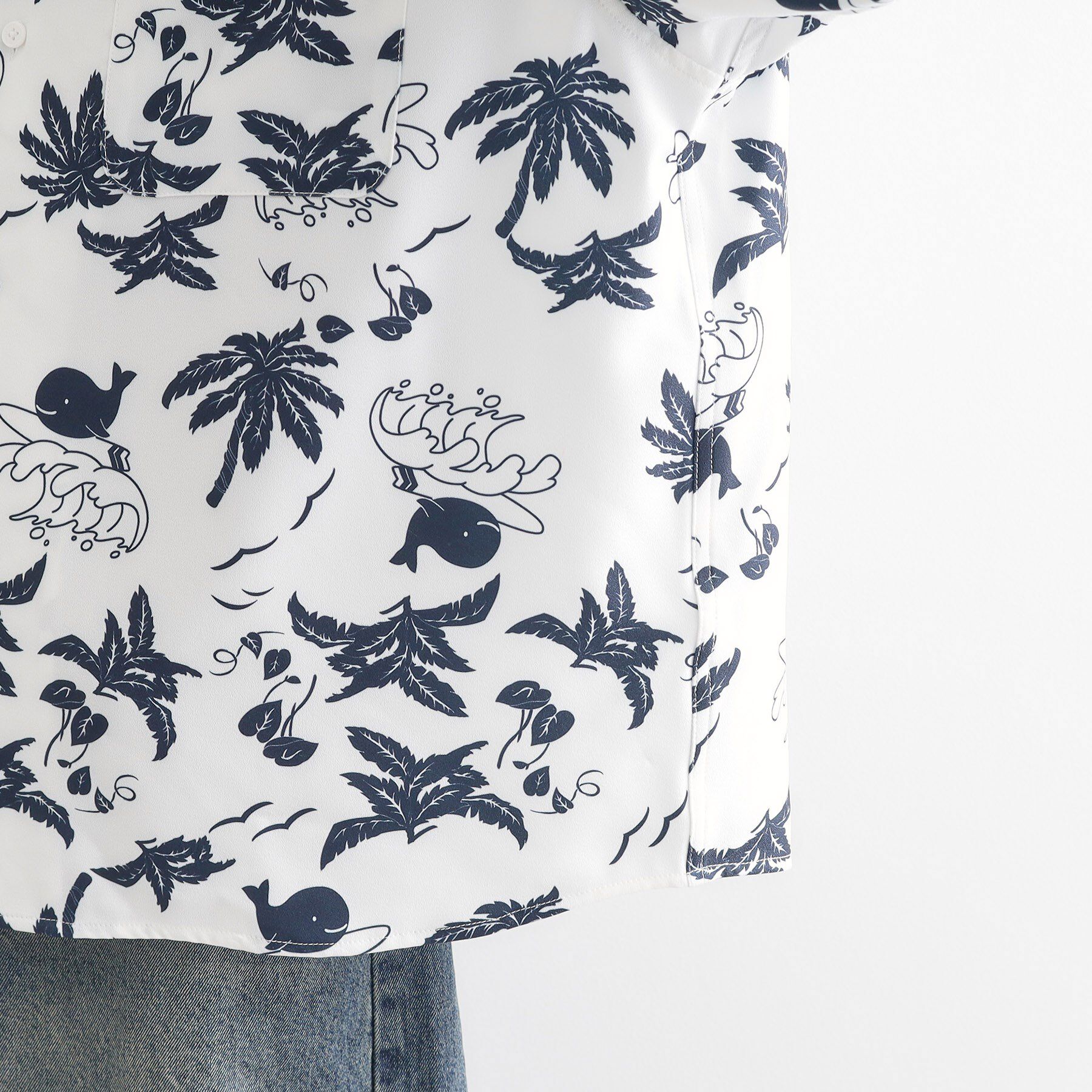 tk.TAKEO KIKUCHI「梨地クジラ柄オープンカラーシャツ」|シャツ・ブラウス|