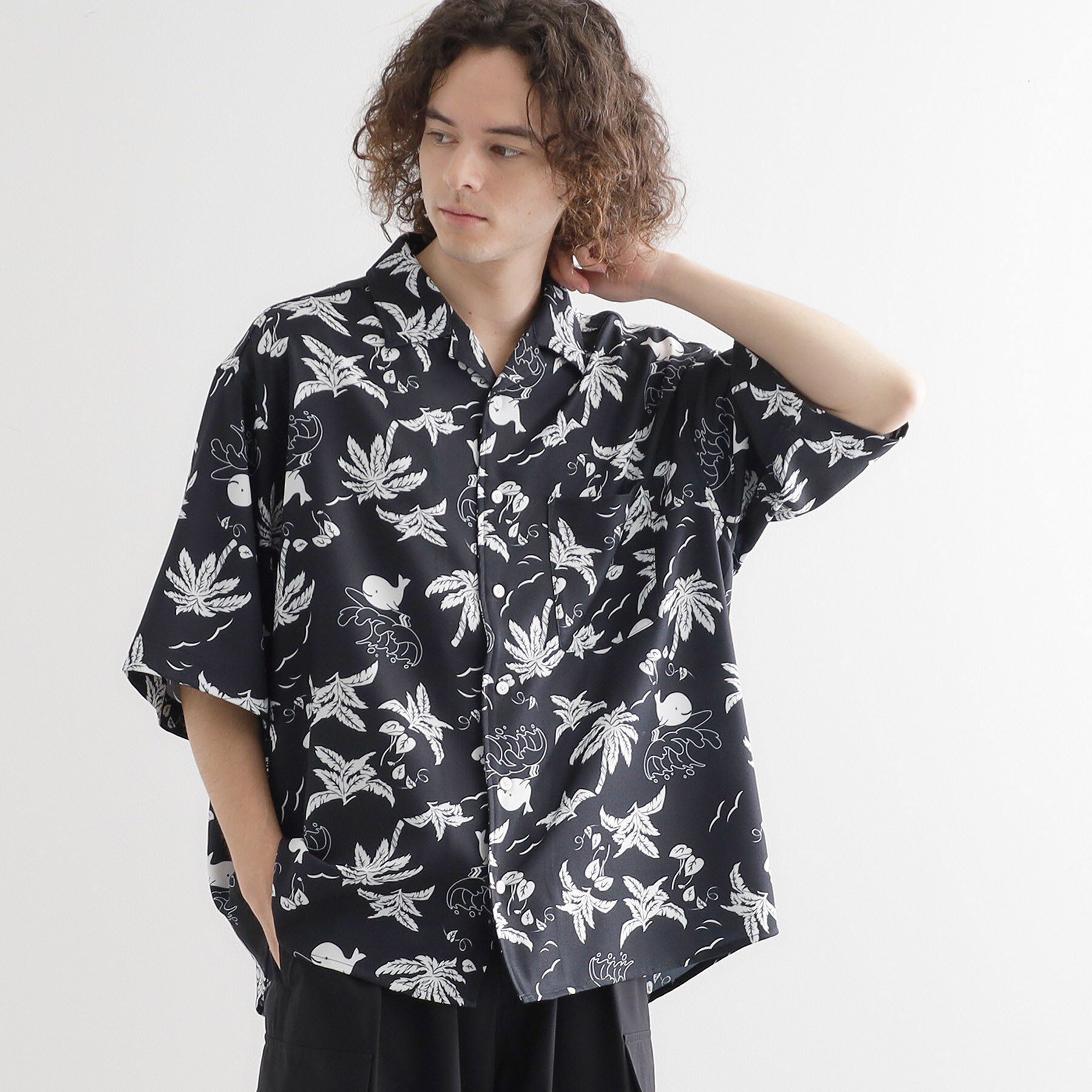 tk.TAKEO KIKUCHI「梨地クジラ柄オープンカラーシャツ」|シャツ・ブラウス|