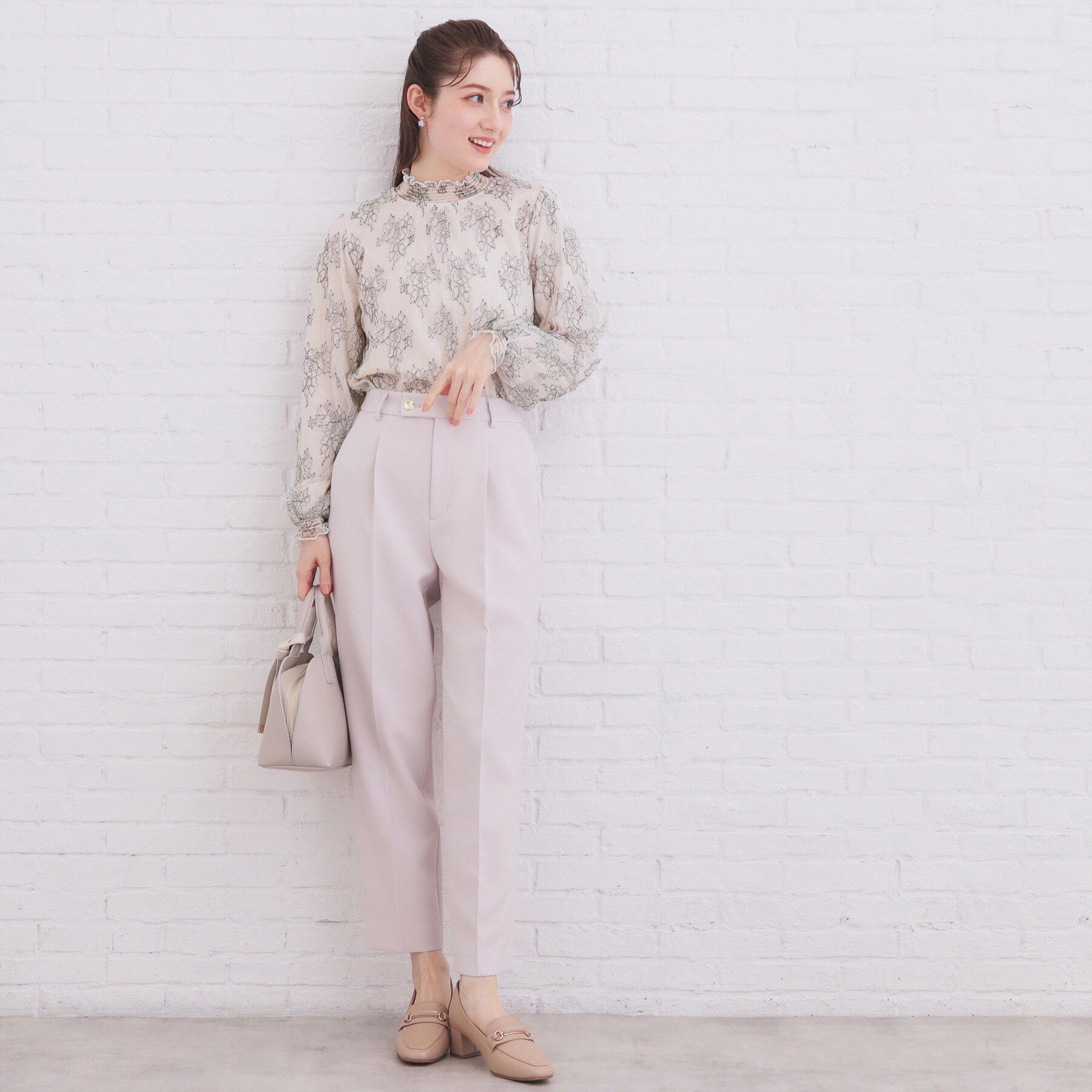 index「フリルハイネックレーストップス【洗濯機OK】」|シャツ・ブラウス|