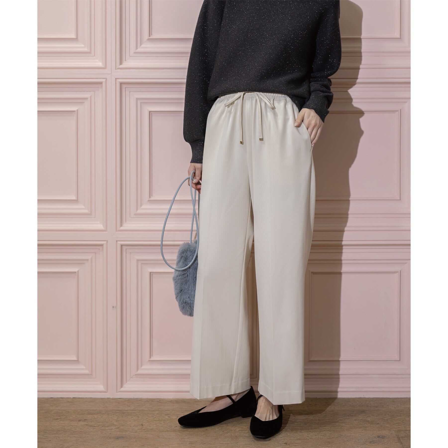 OPAQUE.CLIP「《SS-LLsize》着丈が選べる！裏起毛ストレッチイージーワイドパンツ【蓄熱素材/洗濯機洗い可】」|その他|