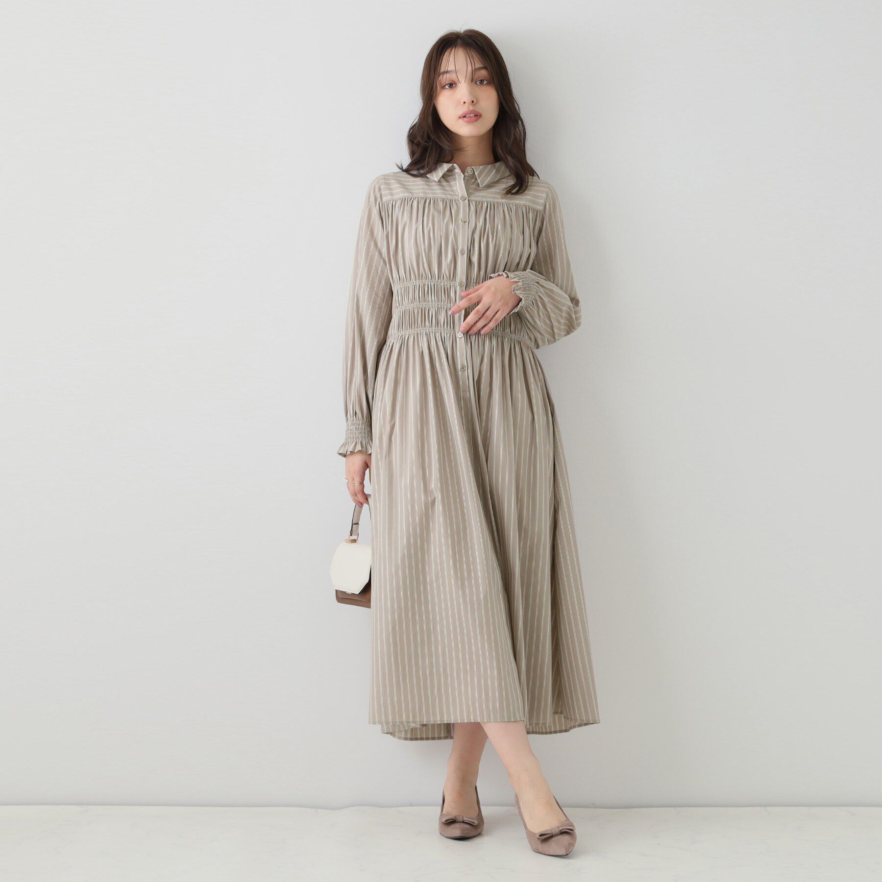 Couture broach「シャーリングシャツワンピース」|ワンピース|