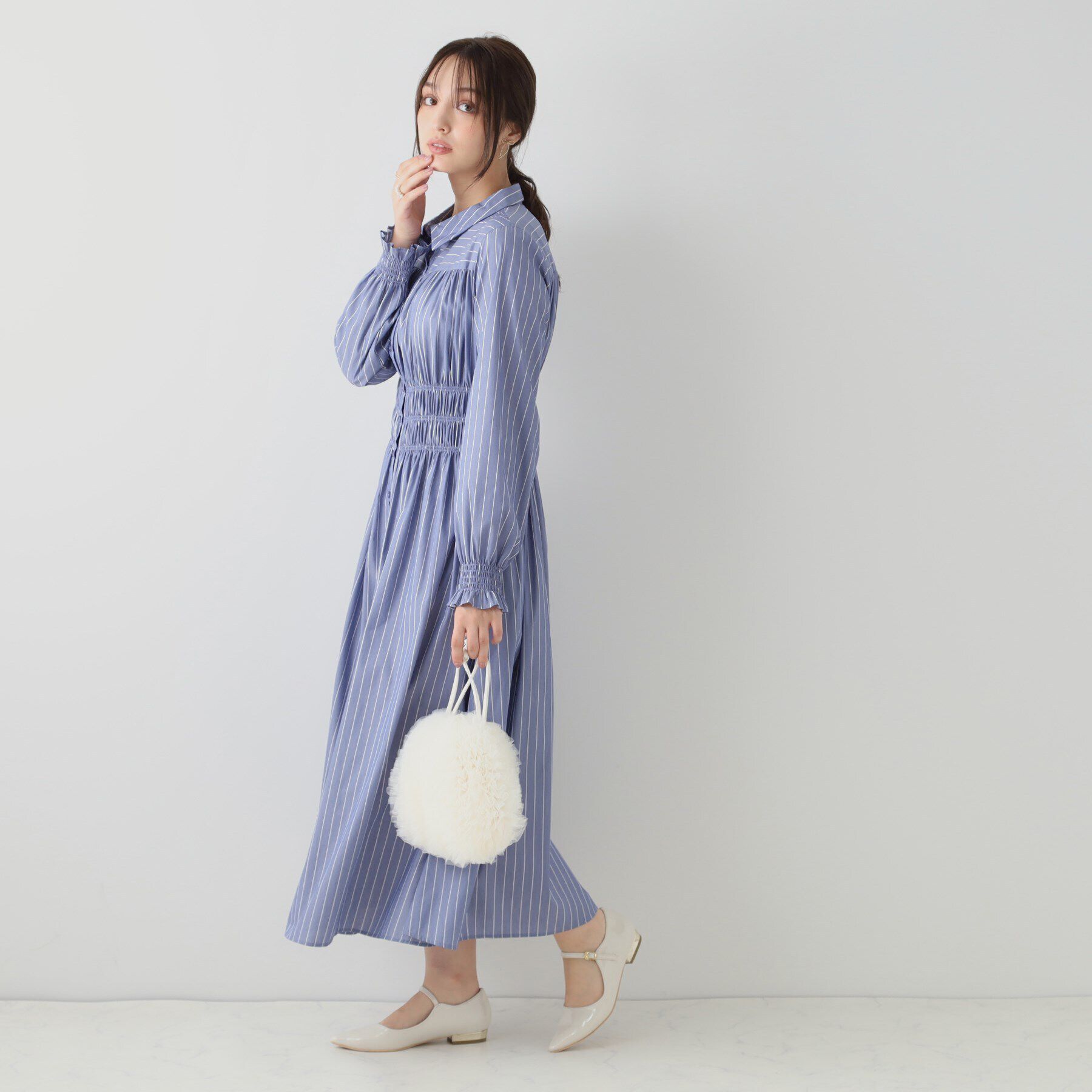 Couture broach「シャーリングシャツワンピース」|ワンピース|