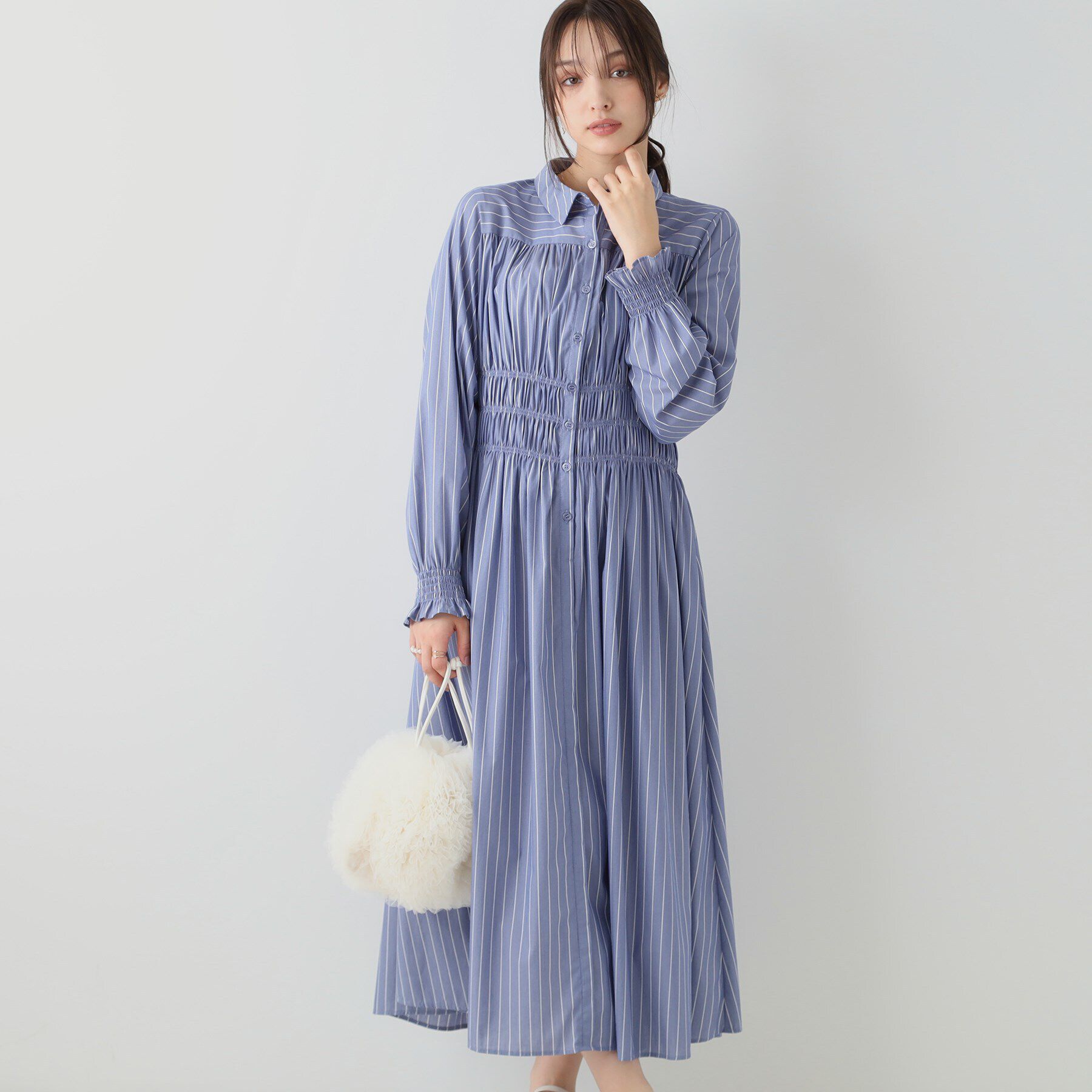 Couture broach「シャーリングシャツワンピース」|ワンピース|