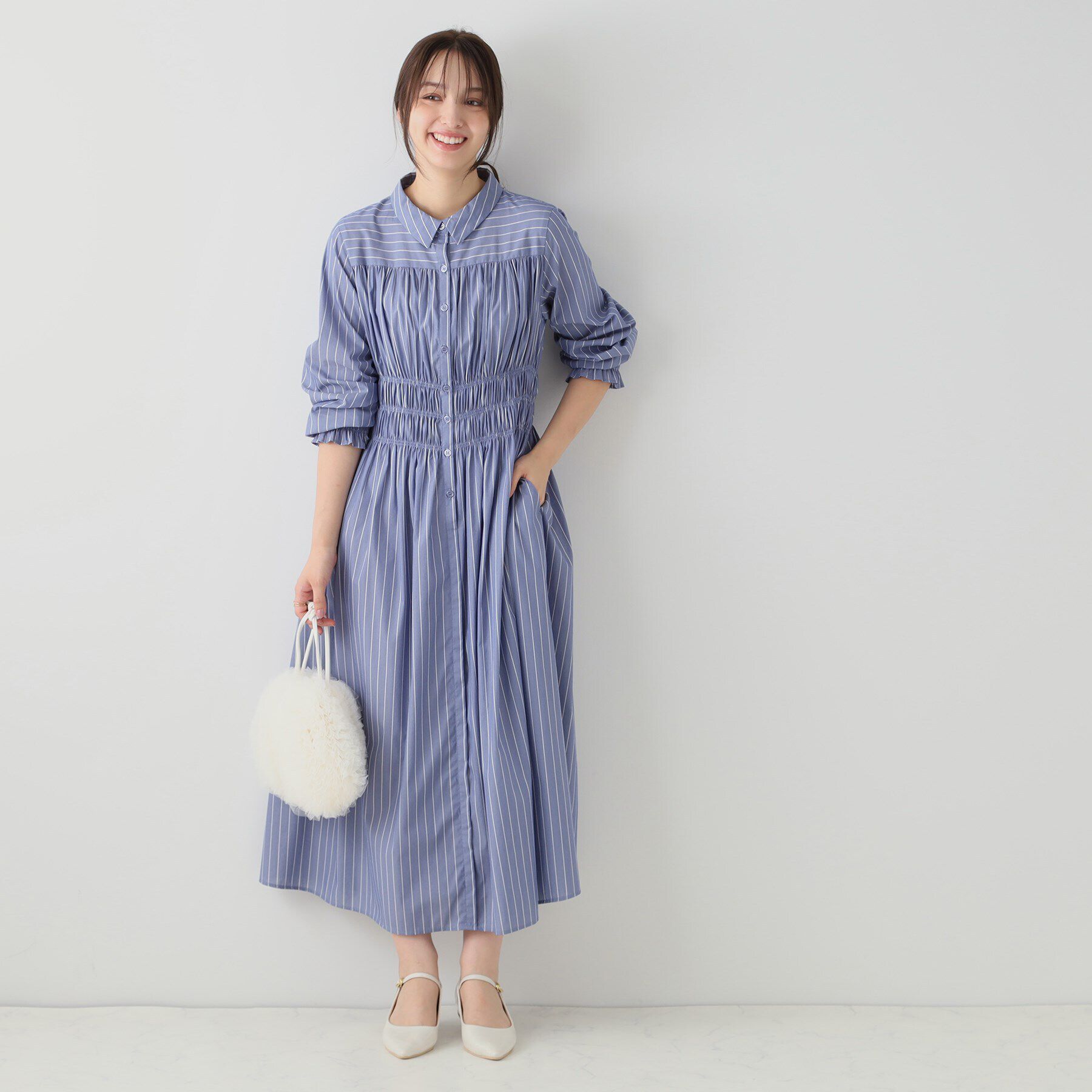 Couture broach「シャーリングシャツワンピース」|ワンピース|