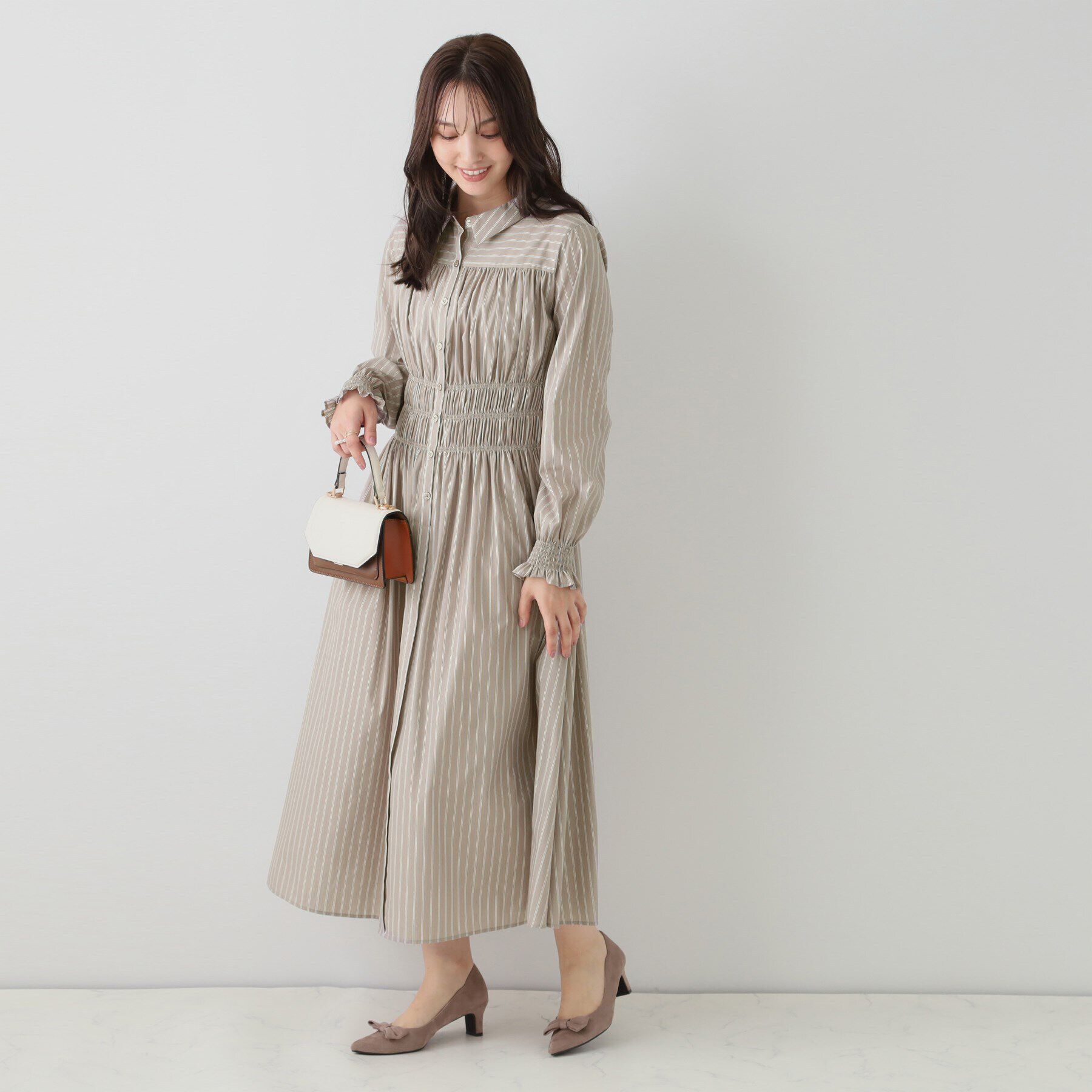 Couture broach「シャーリングシャツワンピース」|ワンピース|