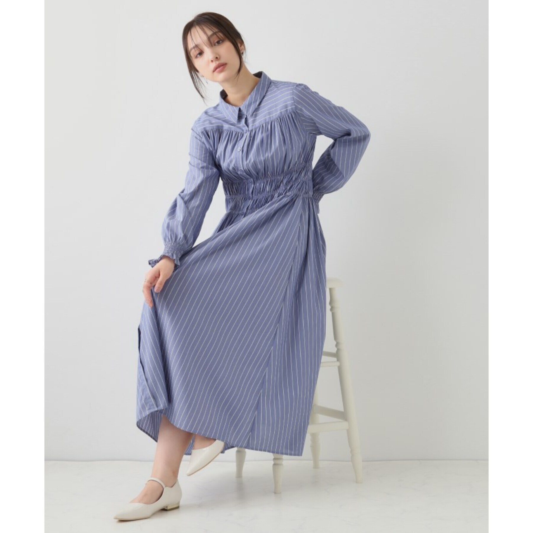 Couture broach「シャーリングシャツワンピース」|ワンピース|