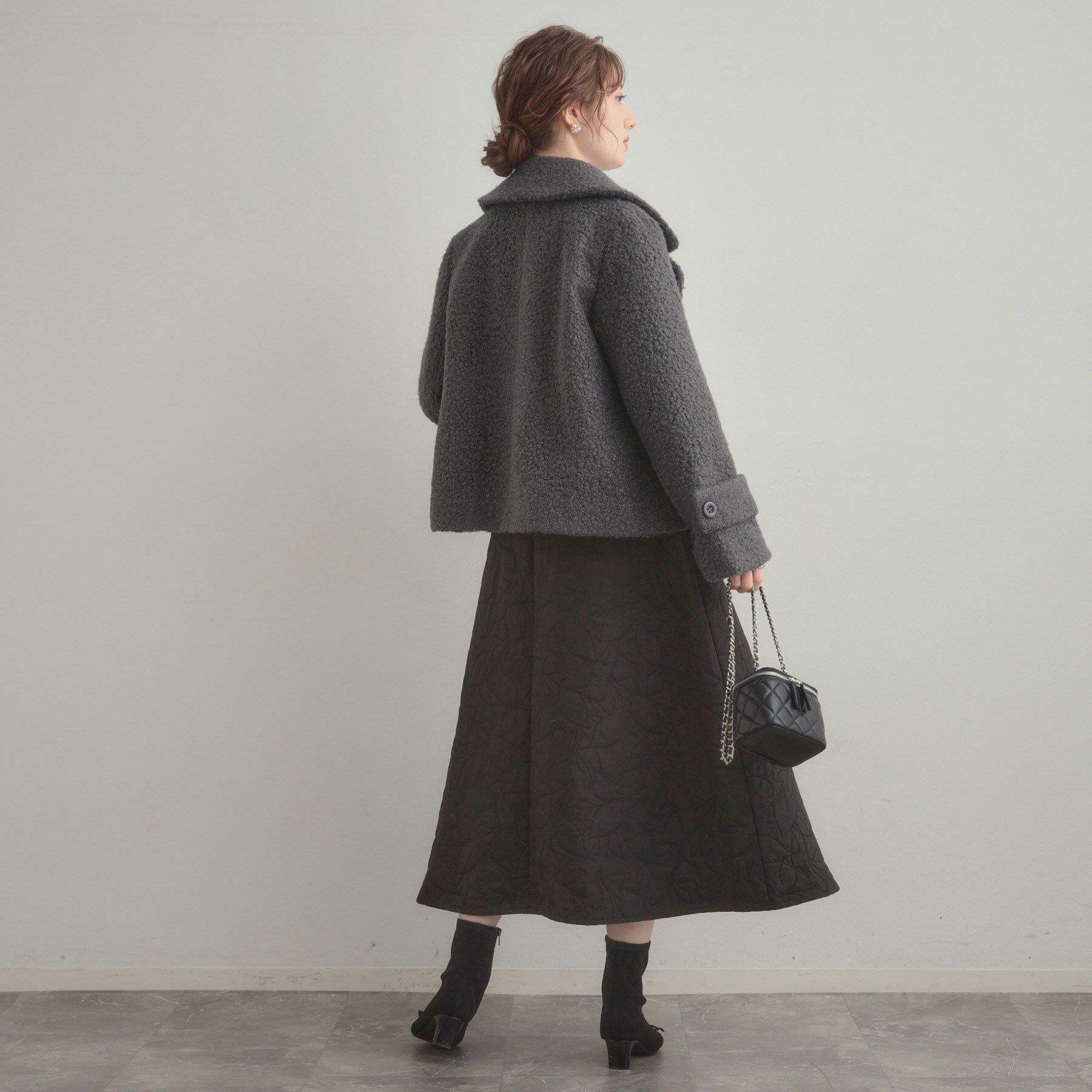 Couture broach「【S-LL/無地・チェック柄】プードルボア ショートコート」|ピーコート|