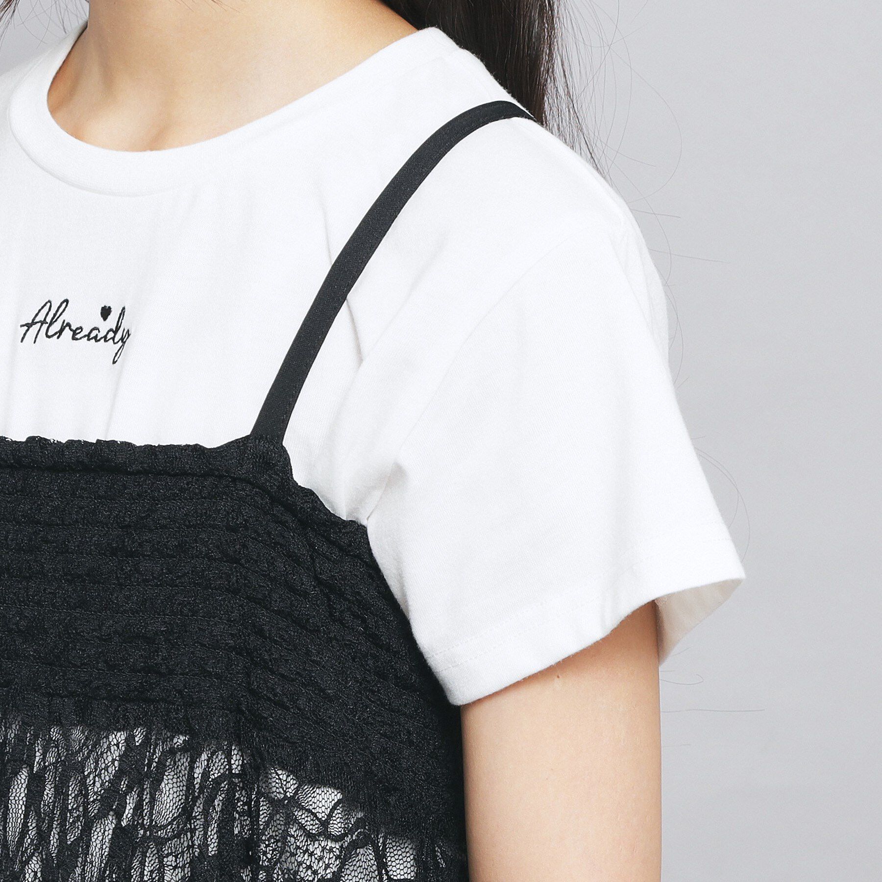 PINK-latte「【セットアイテム】2WAYレースビスチェ＋トップス」|Tシャツ・カットソー|