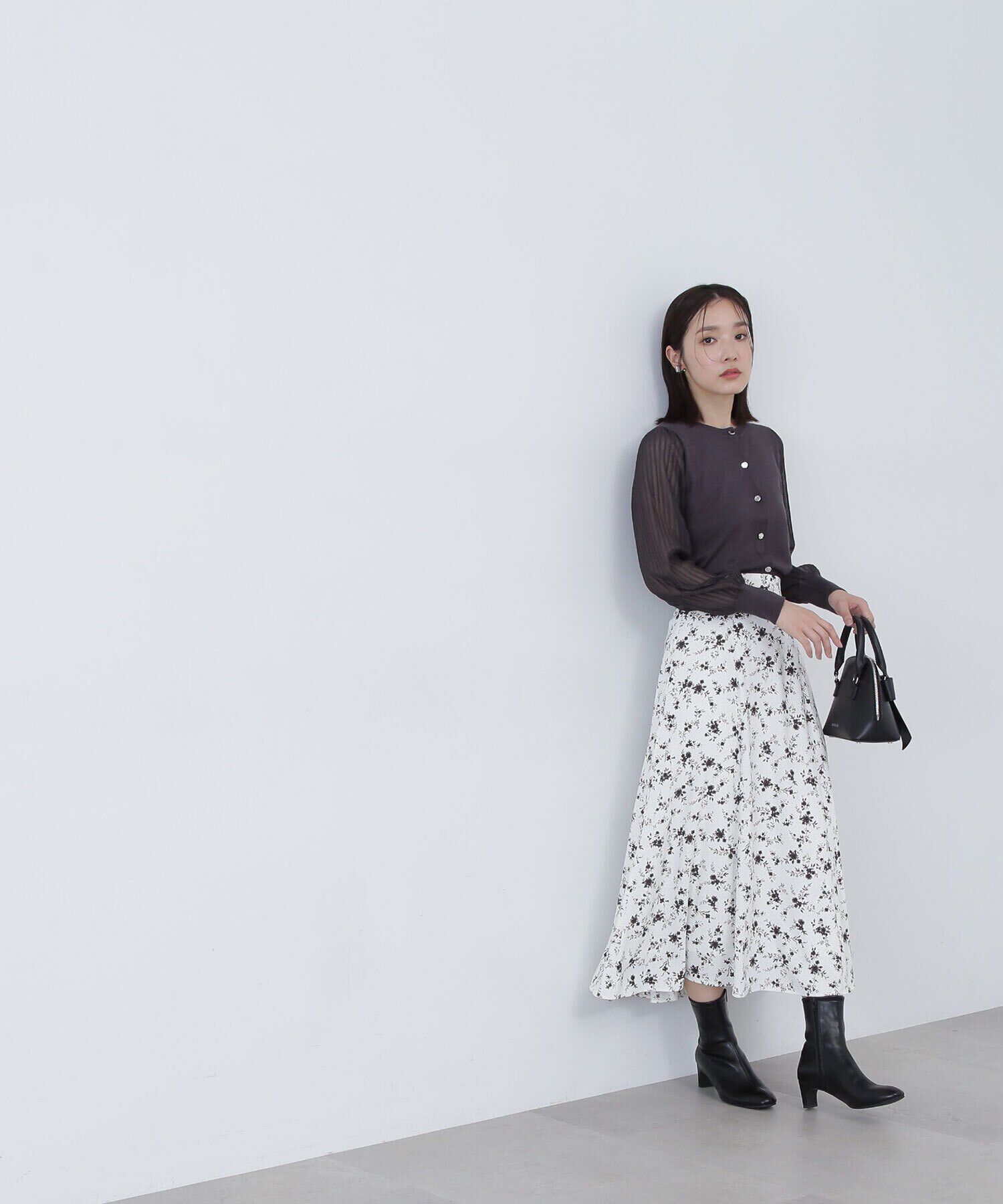  「ベロアラインドットフラワースカート」|スカート|