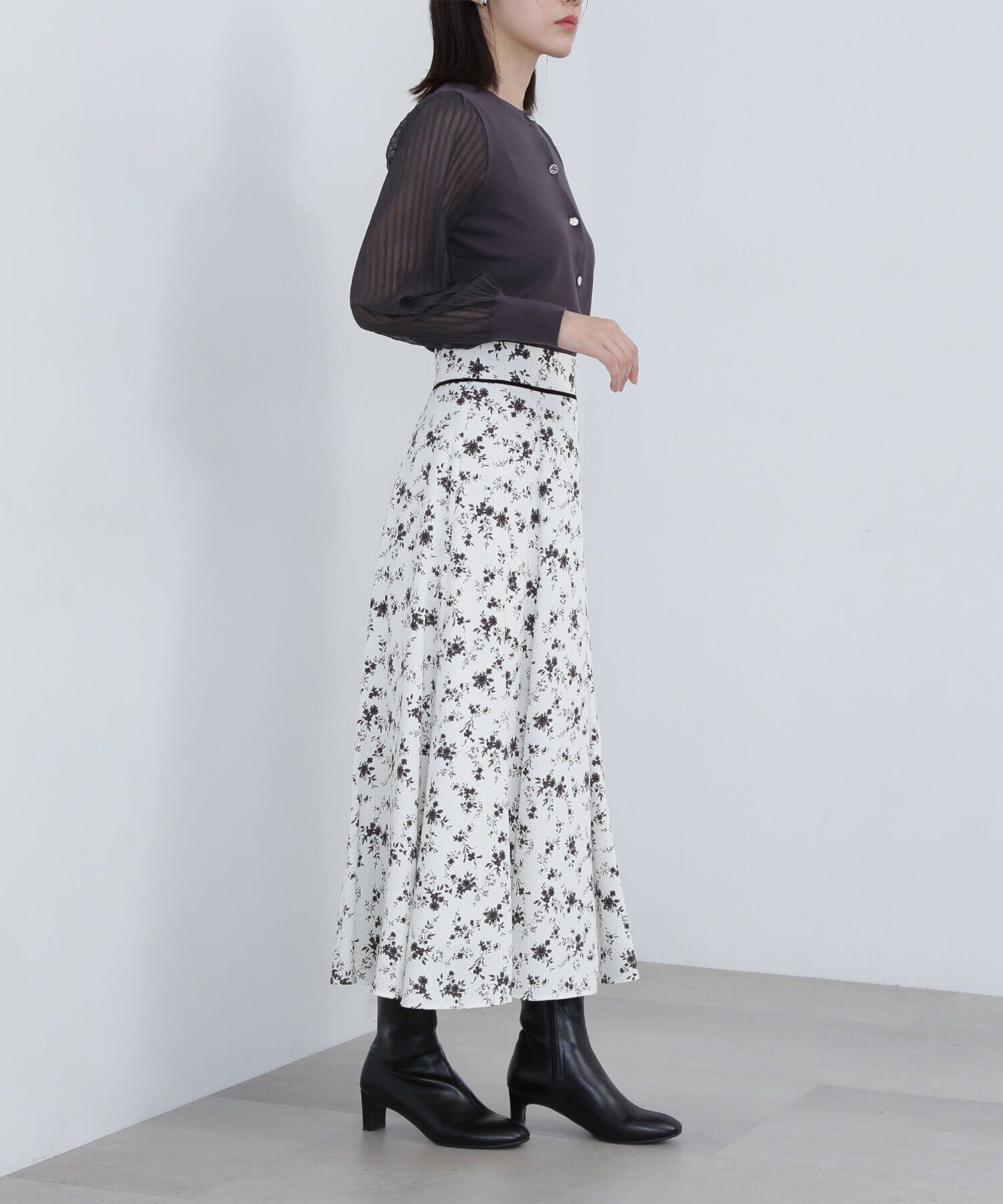  「ベロアラインドットフラワースカート」|スカート|