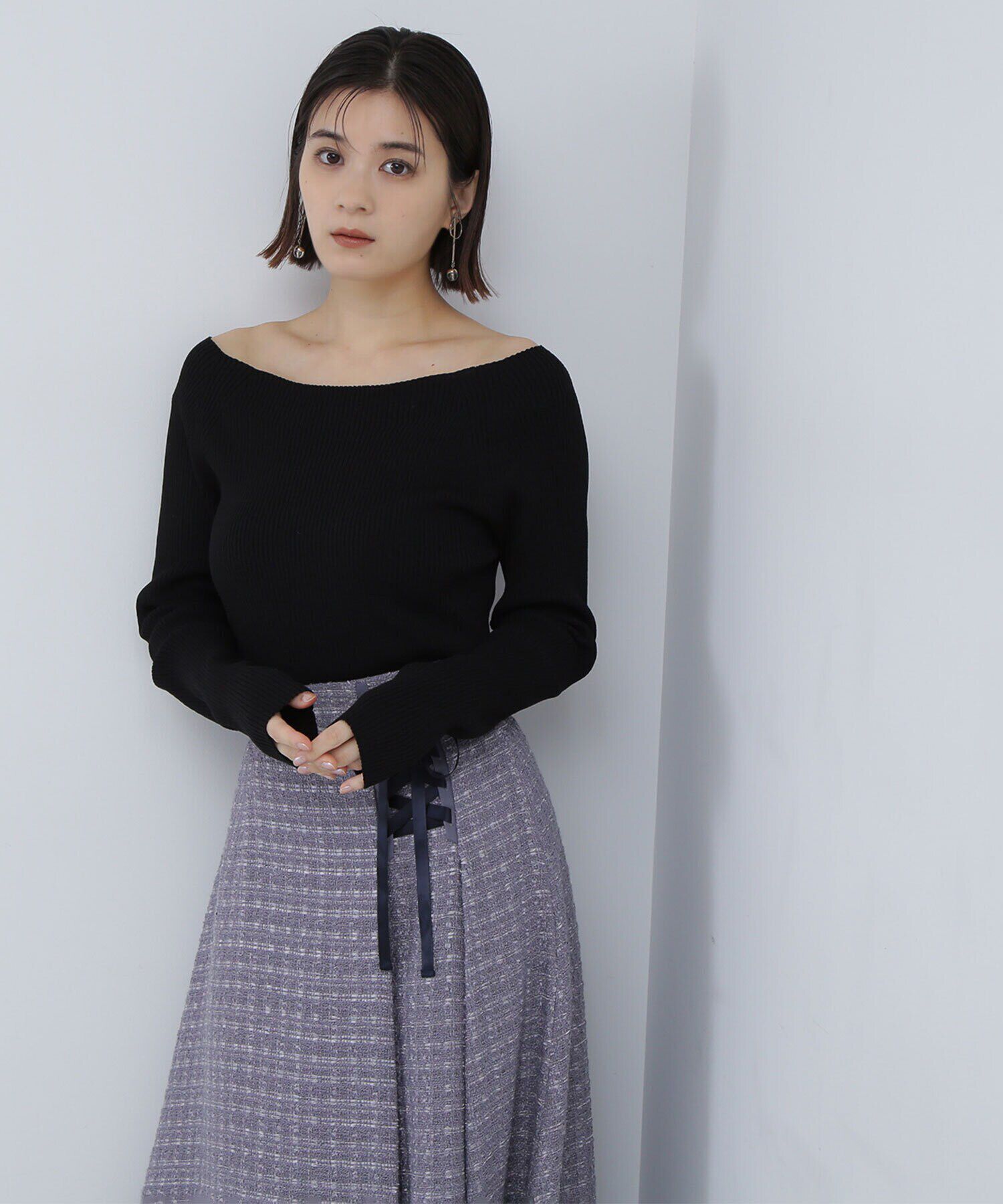  「リブベーシックシリーズ ボートネックニット」|ニット・セーター|クロ