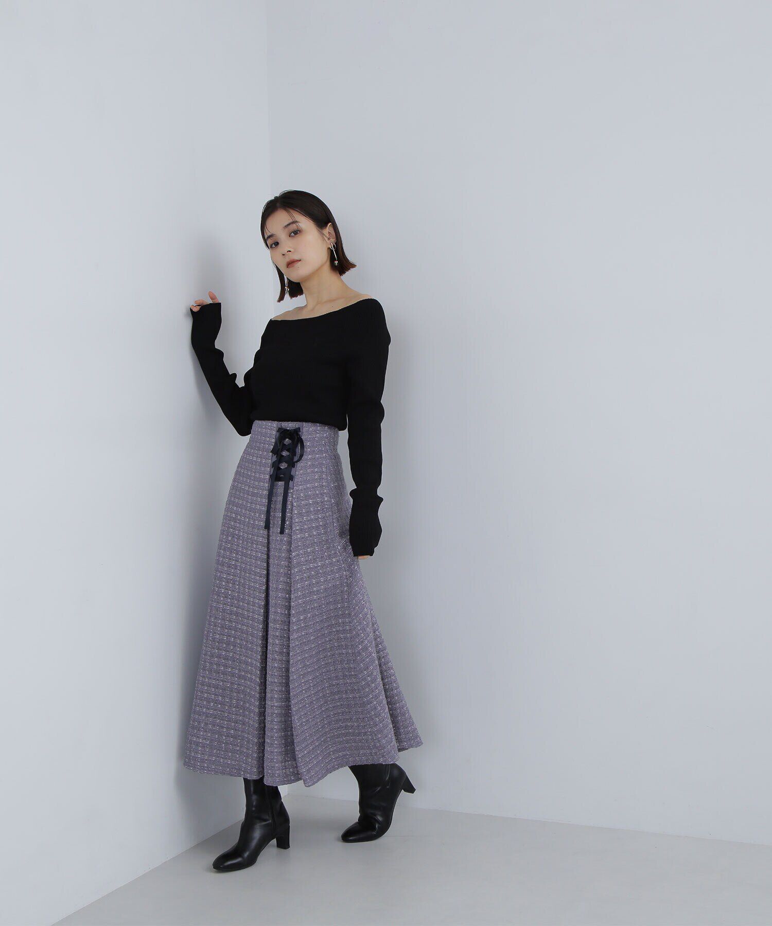  「リブベーシックシリーズ ボートネックニット」|ニット・セーター|