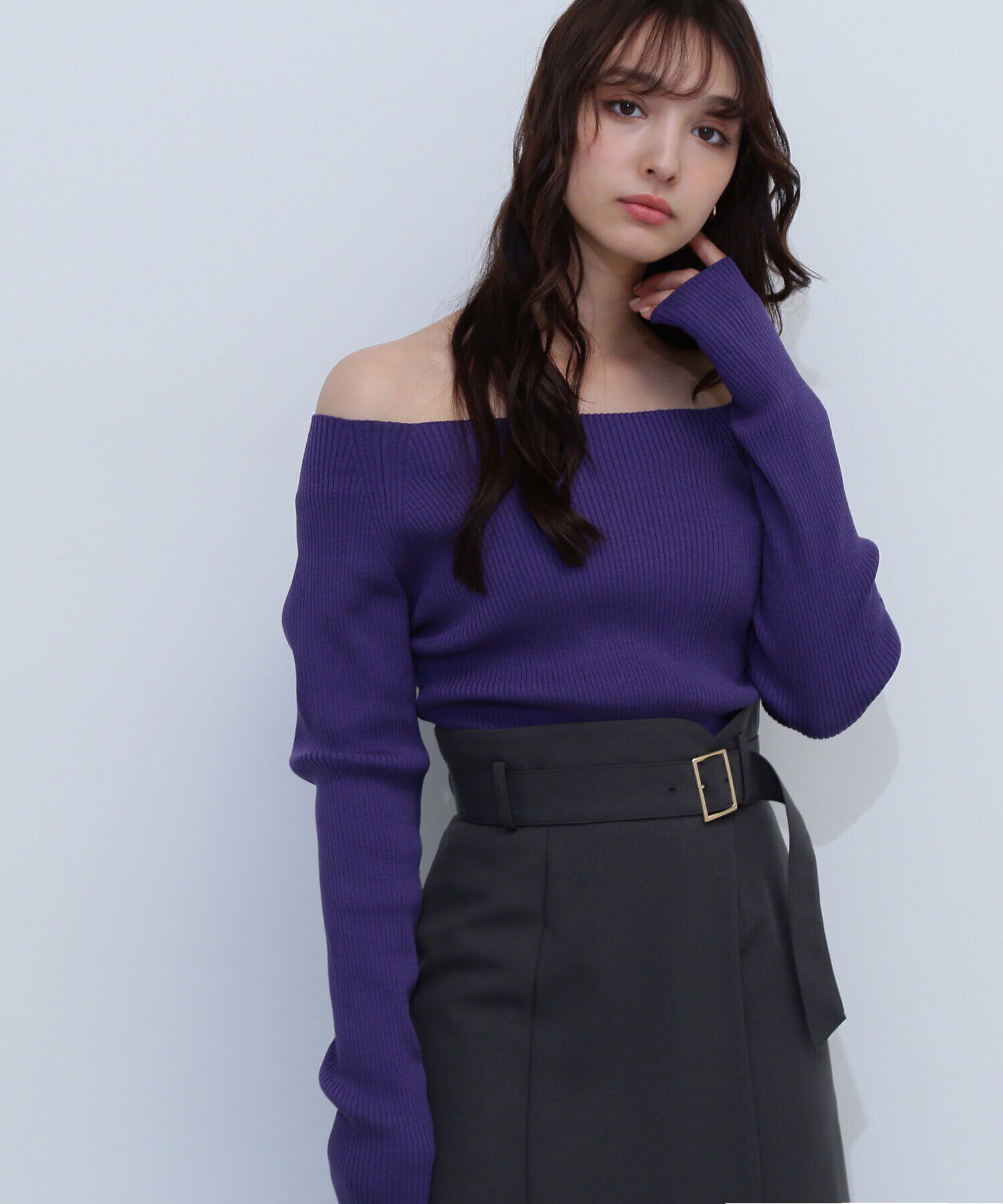  「リブベーシックシリーズ ボートネックニット」|ニット・セーター|