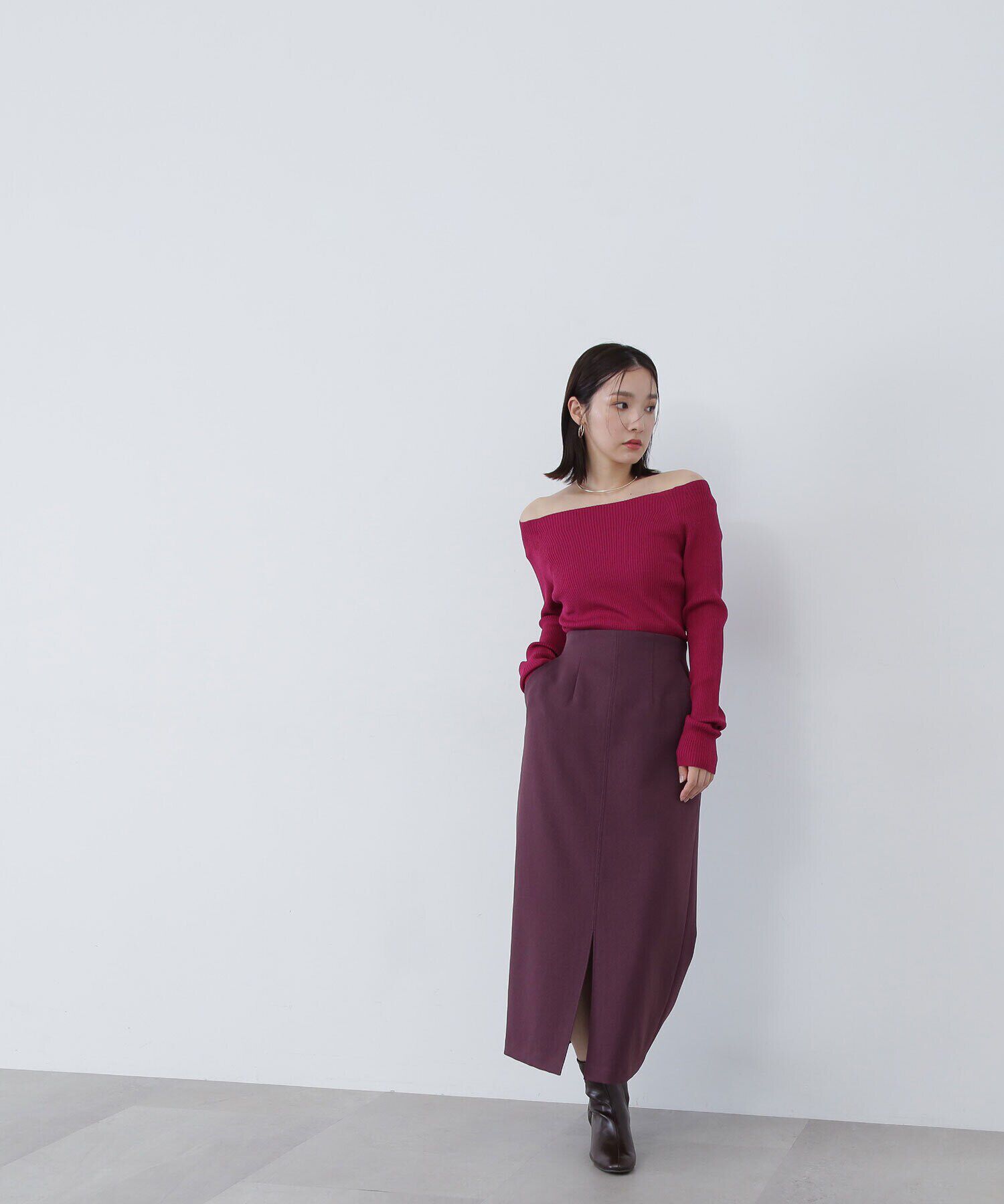  「リブベーシックシリーズ ボートネックニット」|ニット・セーター|