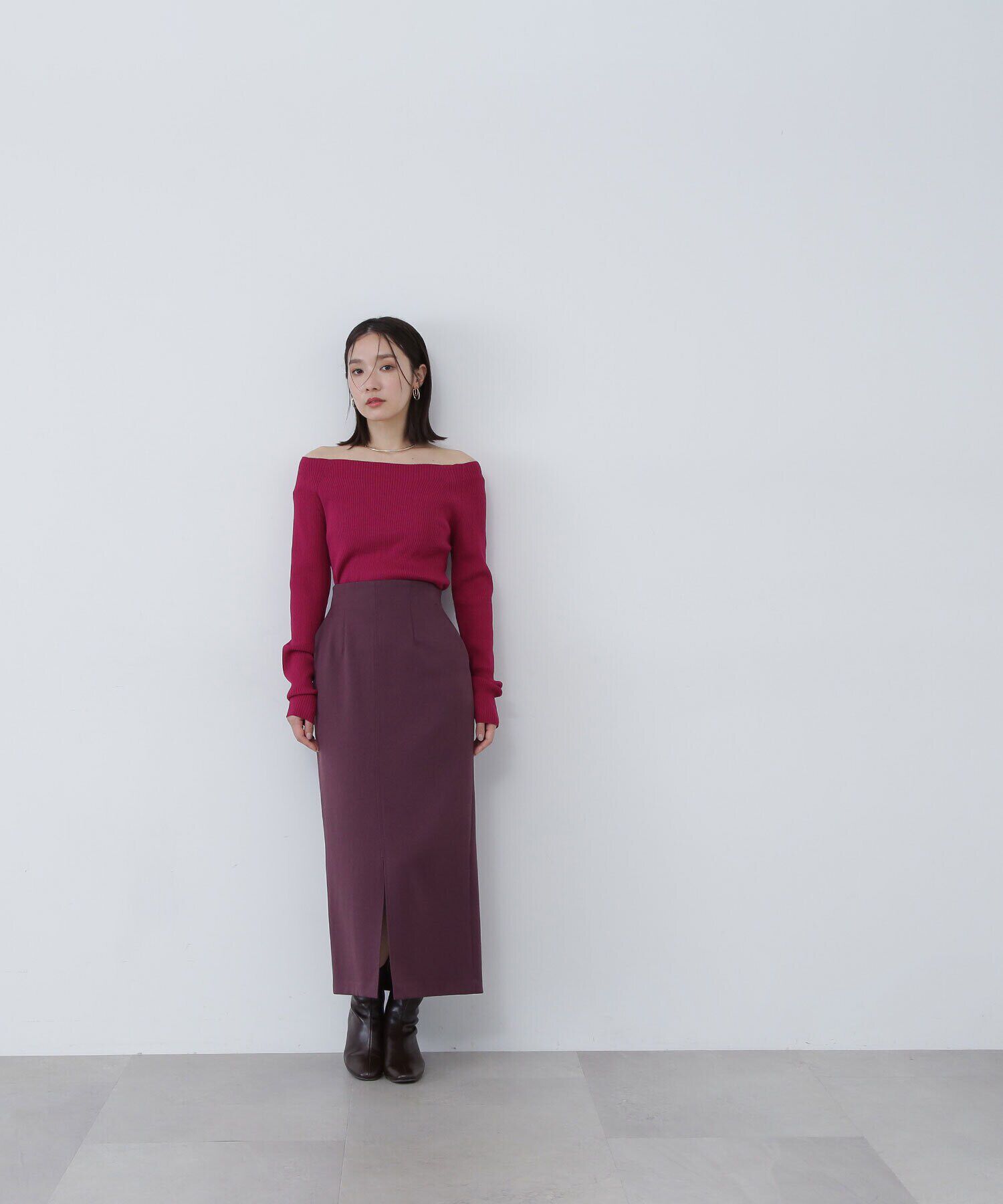  「リブベーシックシリーズ ボートネックニット」|ニット・セーター|