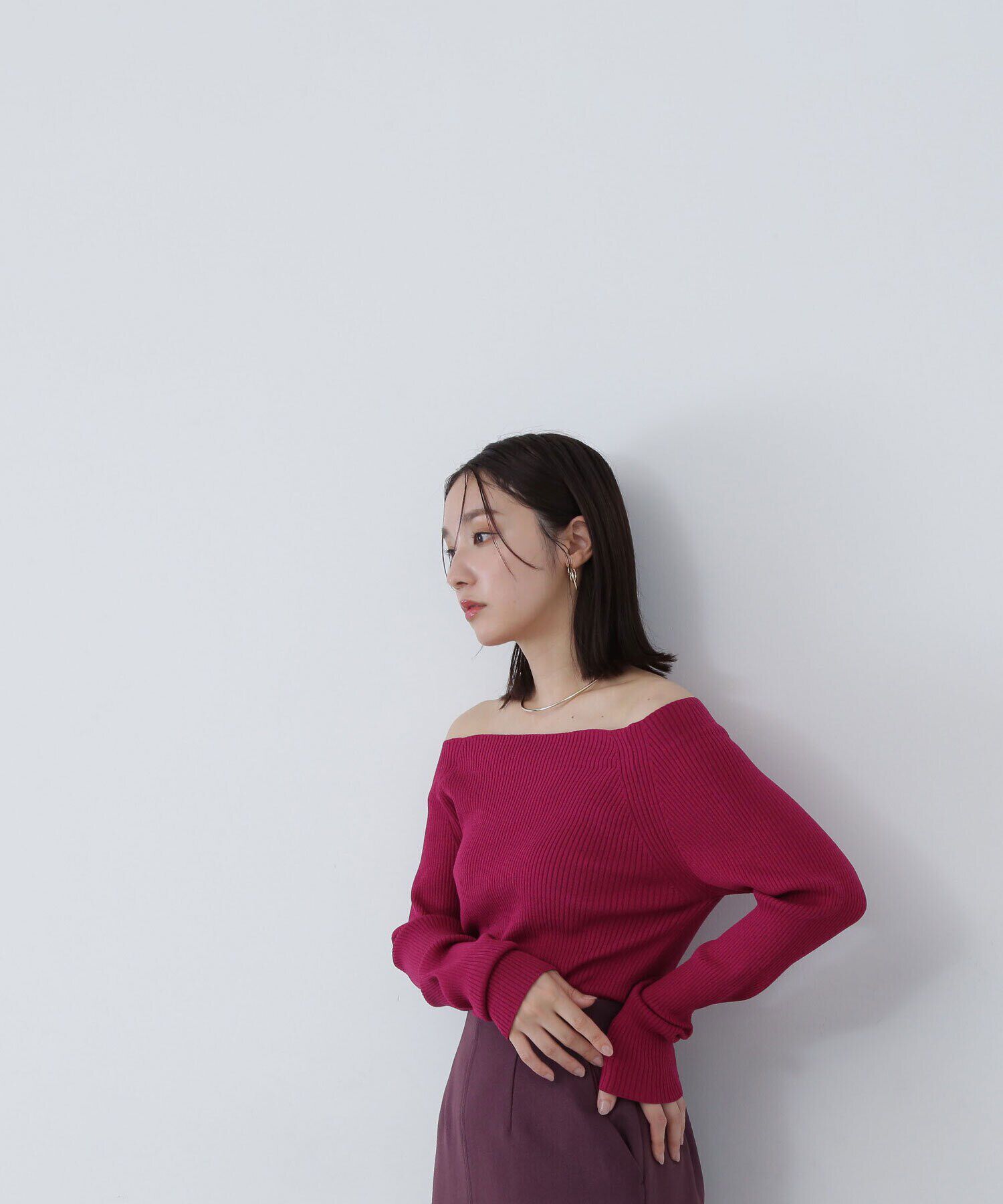  「リブベーシックシリーズ ボートネックニット」|ニット・セーター|