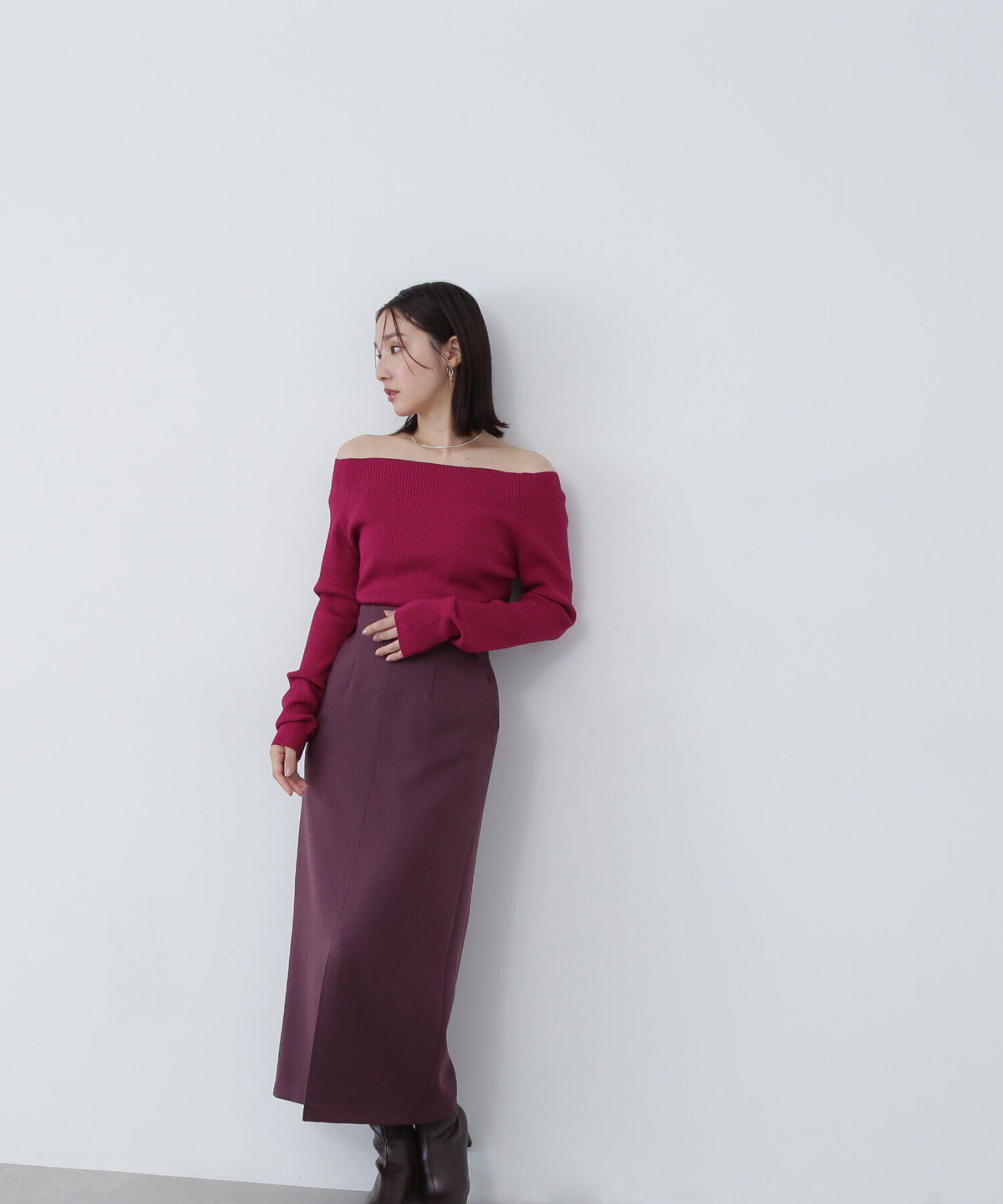  「リブベーシックシリーズ ボートネックニット」|ニット・セーター|