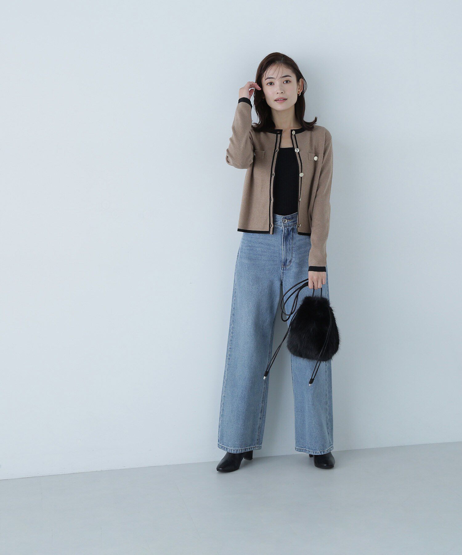  「バイカラーニットジャケット＆スカート」|ワンピース|