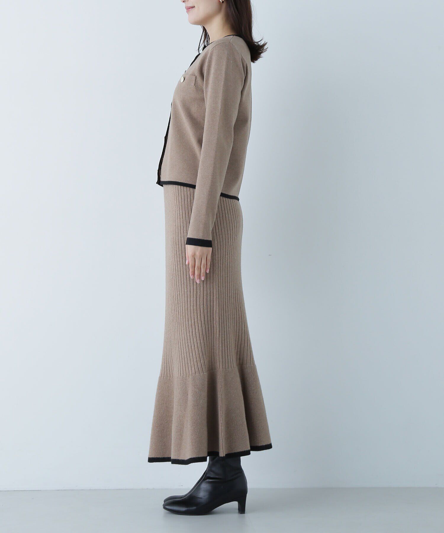  「バイカラーニットジャケット＆スカート」|ワンピース|