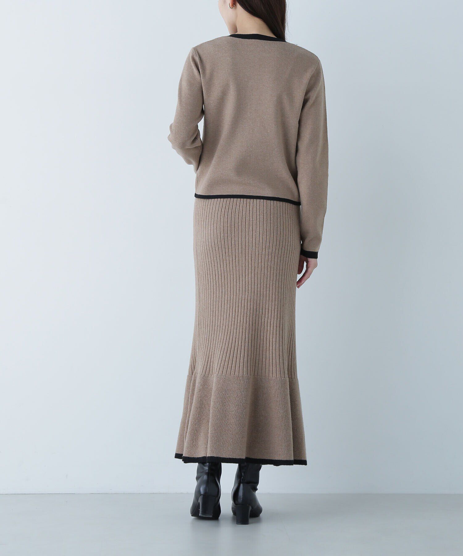  「バイカラーニットジャケット＆スカート」|ワンピース|