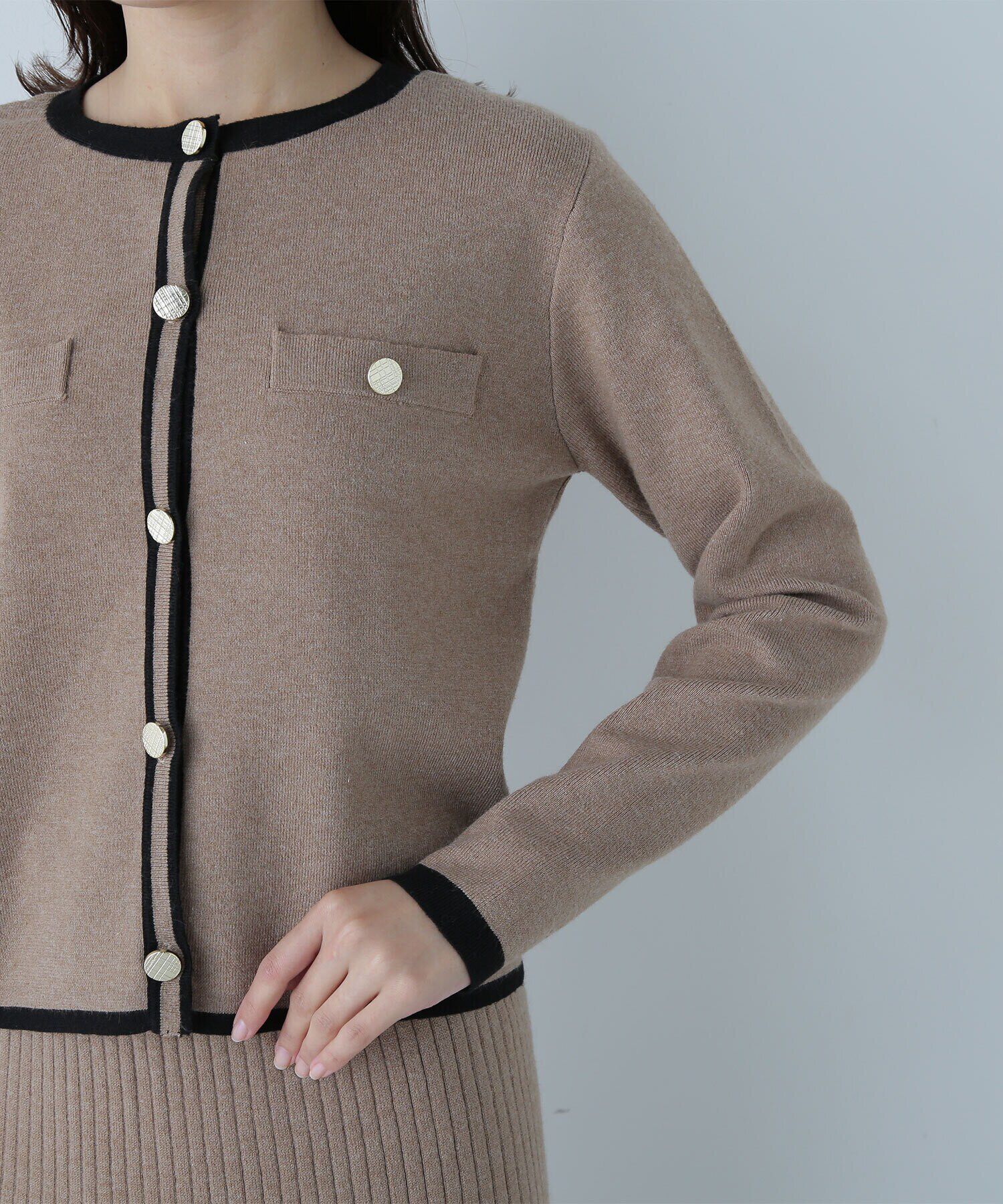  「バイカラーニットジャケット＆スカート」|ワンピース|