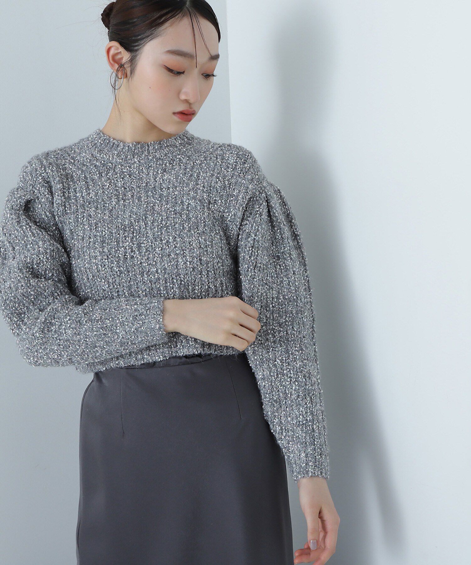  「リボンヤーンショートニット」|ニット・セーター|