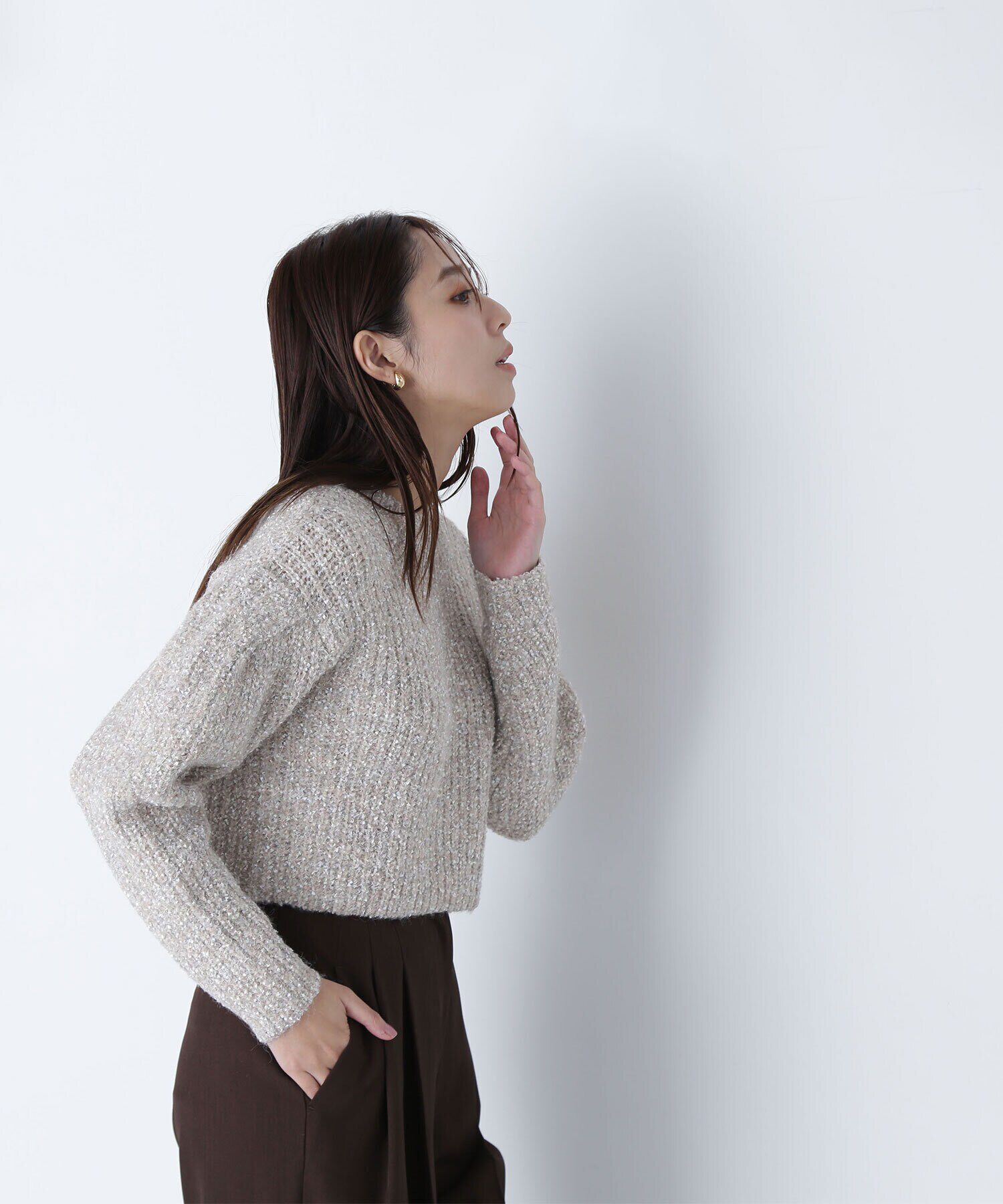  「リボンヤーンショートニット」|ニット・セーター|