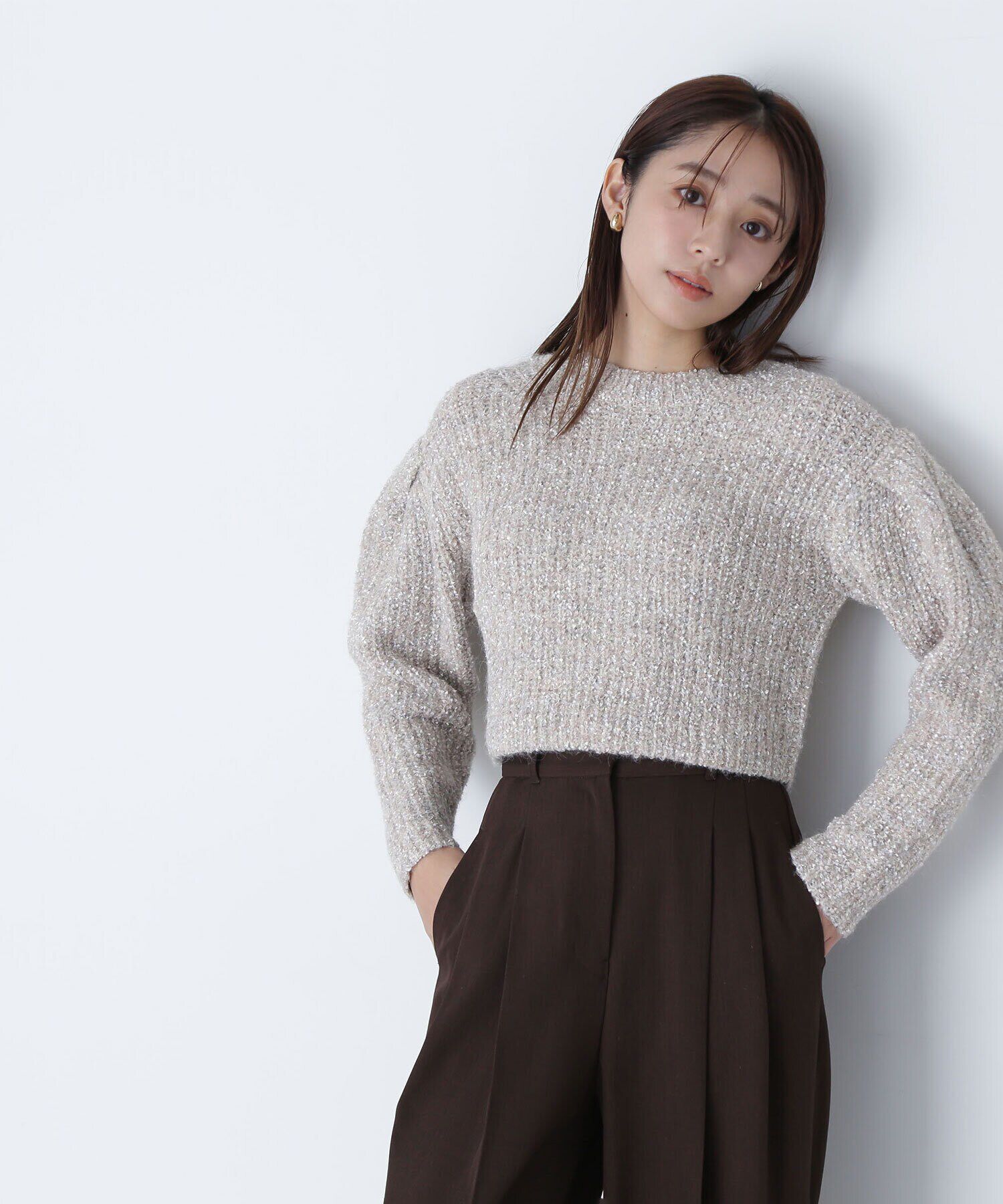  「リボンヤーンショートニット」|ニット・セーター|