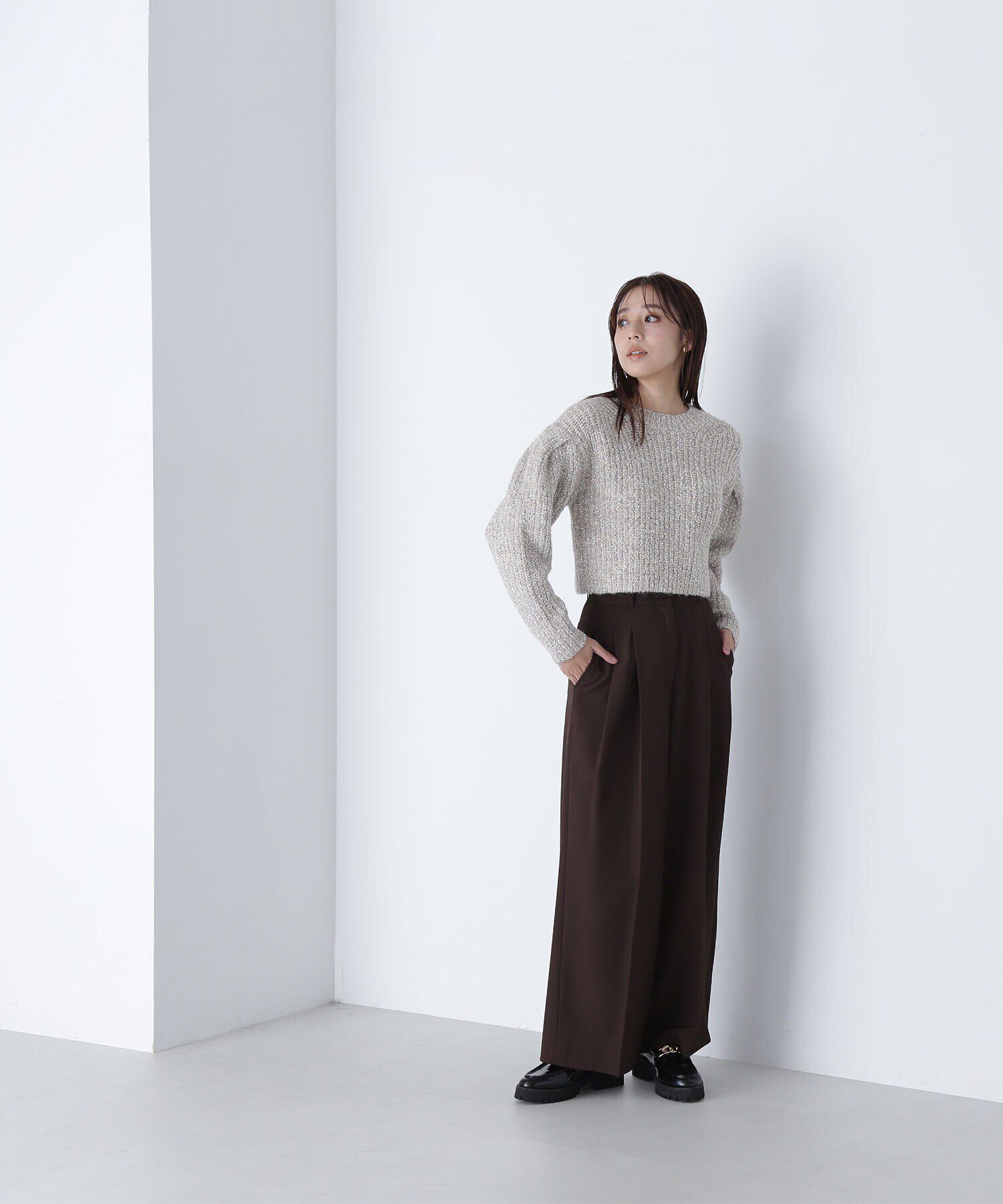  「リボンヤーンショートニット」|ニット・セーター|