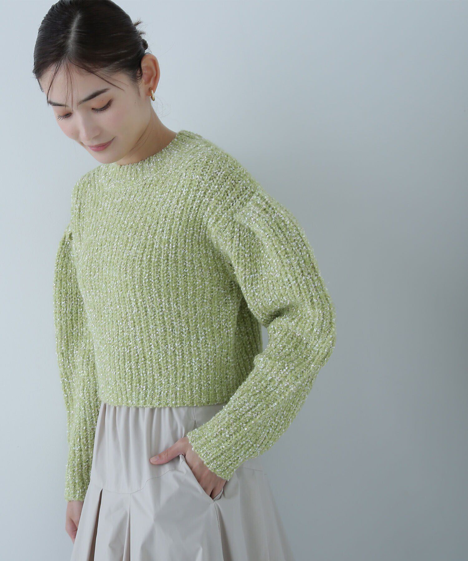  「リボンヤーンショートニット」|ニット・セーター|