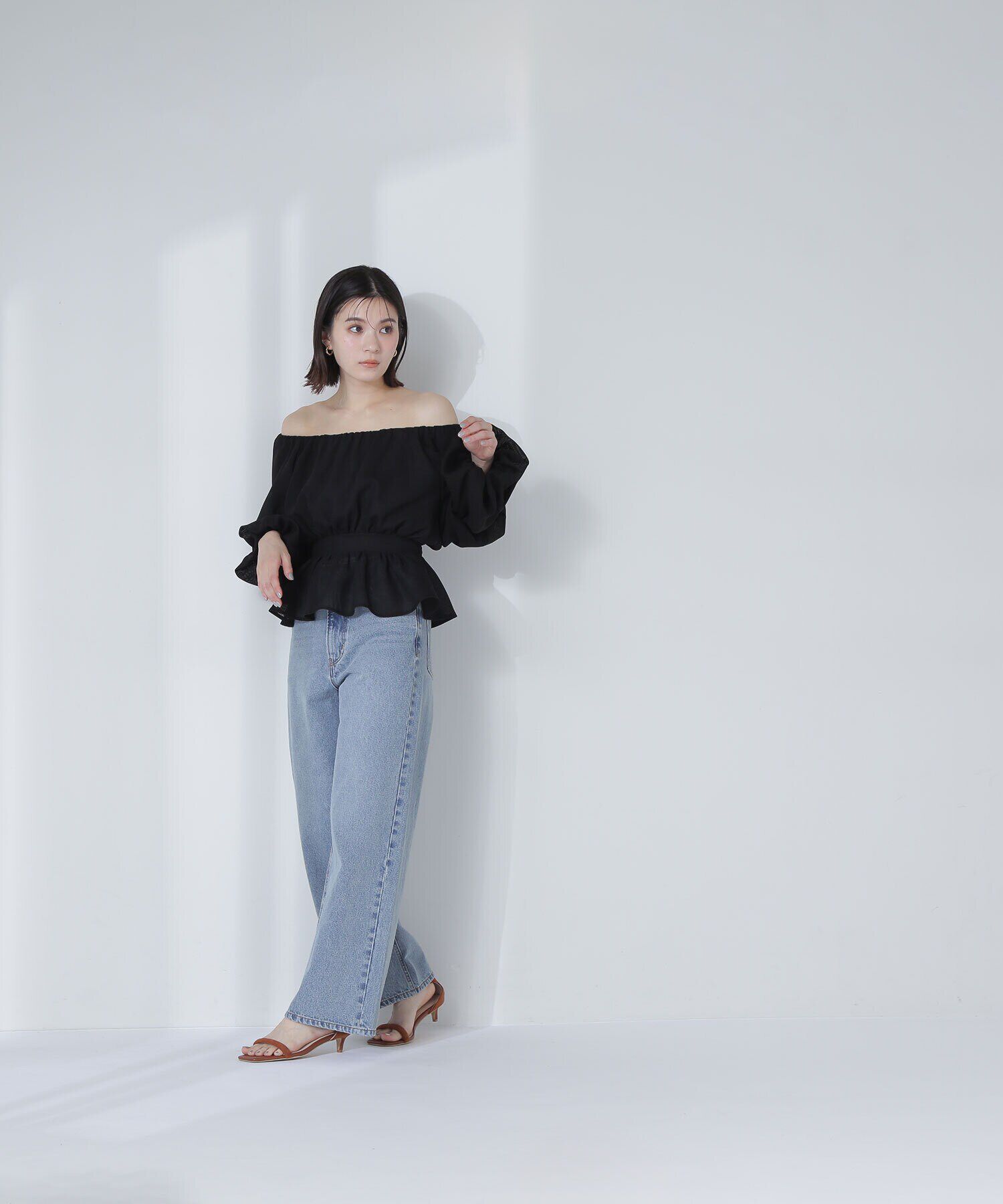  「メッシュペプラムギャザーブラウス」|シャツ・ブラウス|